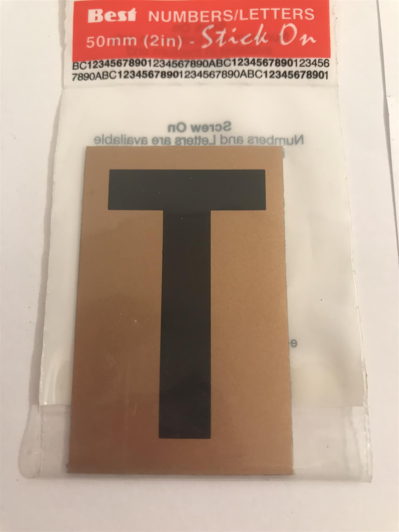 Best Gold/Black Letter T Self Adhesive 1" x 2"