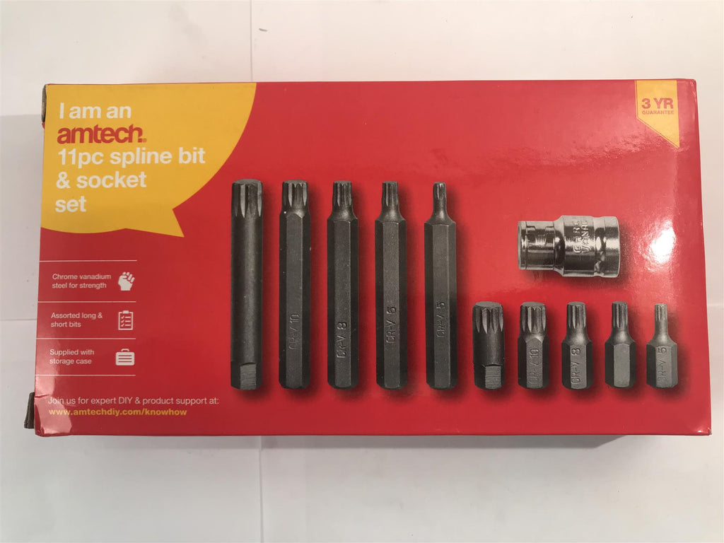 Amtech 11pc Spline Bit & Socket Set  I8450
