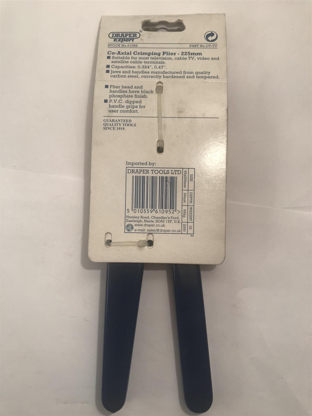 DRAPER CO-AXIAL CRIMPING PLIERS 225mm   61095