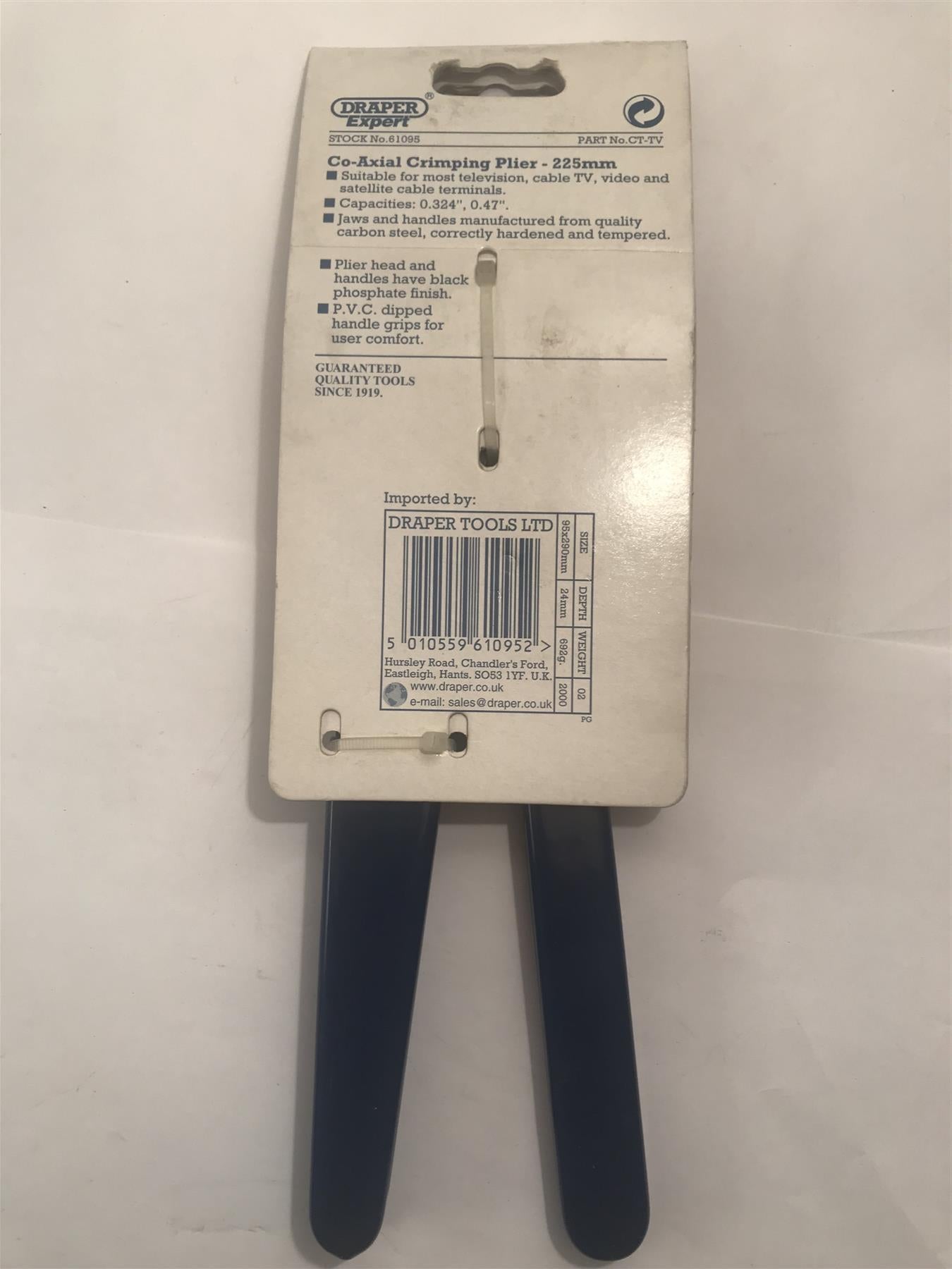 DRAPER CO-AXIAL CRIMPING PLIERS 225mm   61095