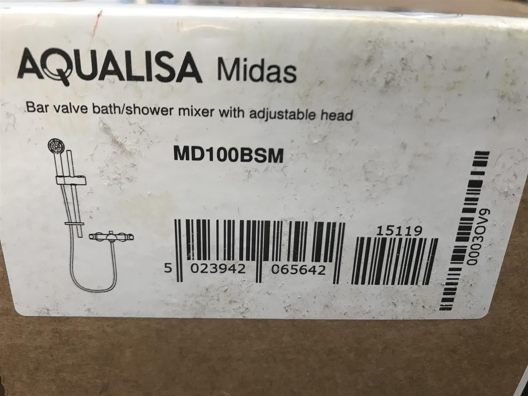 New Aqualisa Midas 100 Thermostatic Bath Shower Mixer & Adjustable Head MD100BSM