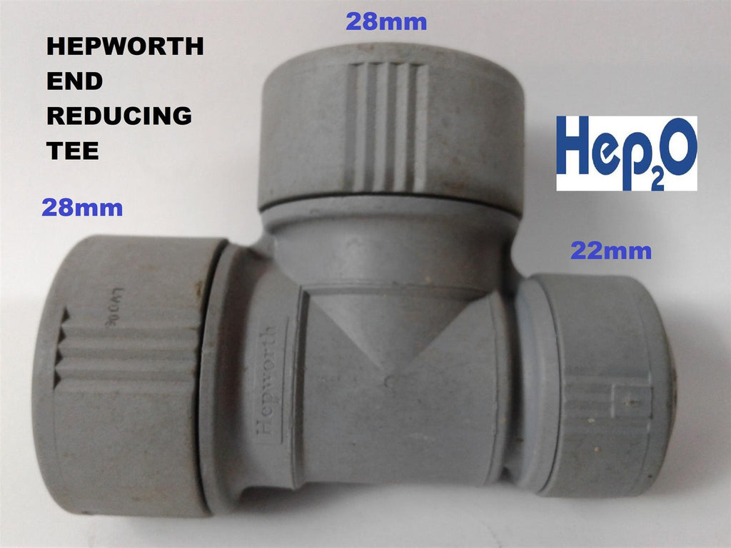 NEW HEPWORTH HEP2O REDUCING TEE PIPE FITTING 28-22-28MM HD12/28GY  (EACH)