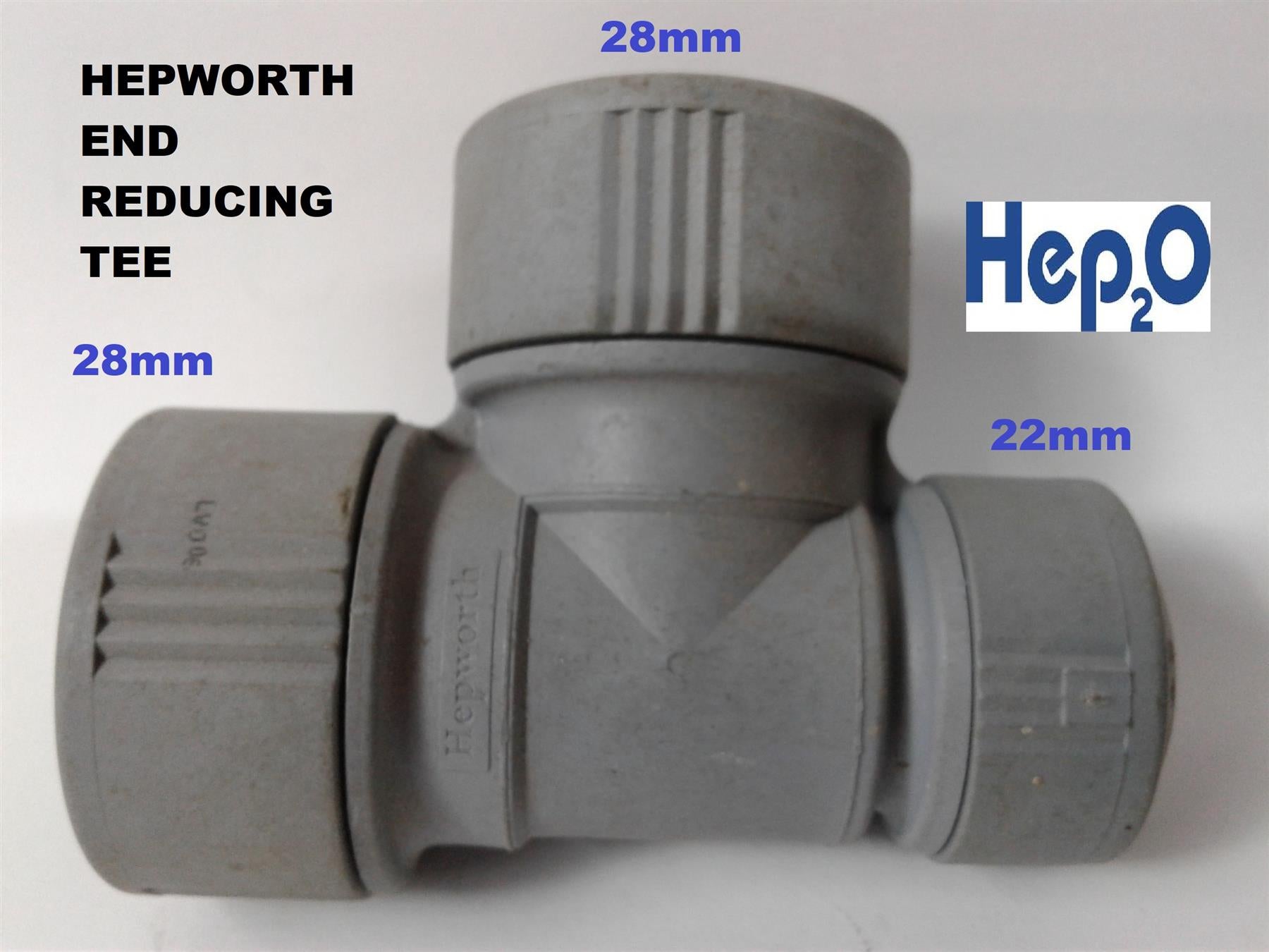 NEW HEPWORTH HEP2O REDUCING TEE PIPE FITTING 28-22-28MM HD12/28GY  (EACH)