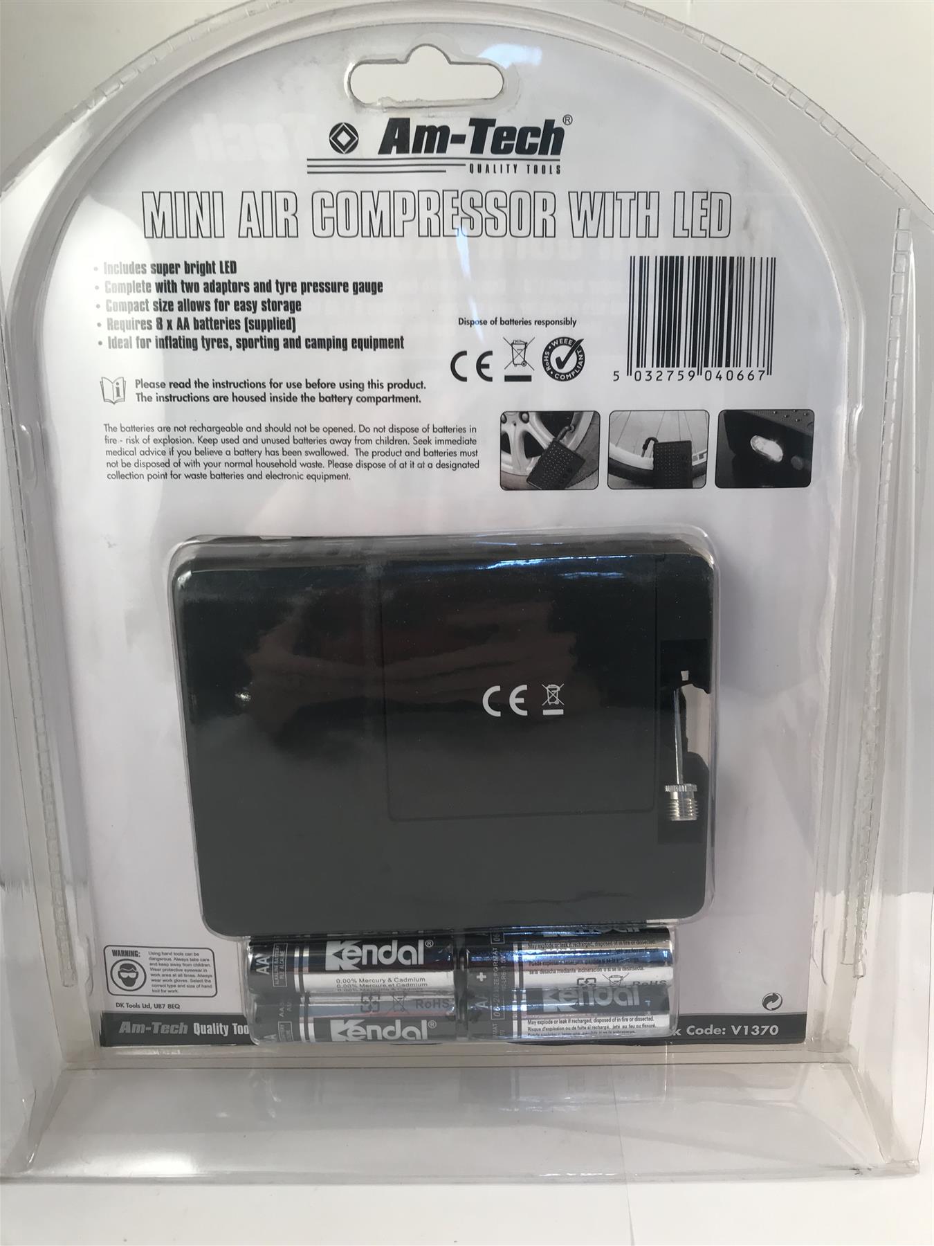 Amtech Mini Air Compressor with LED   V1370