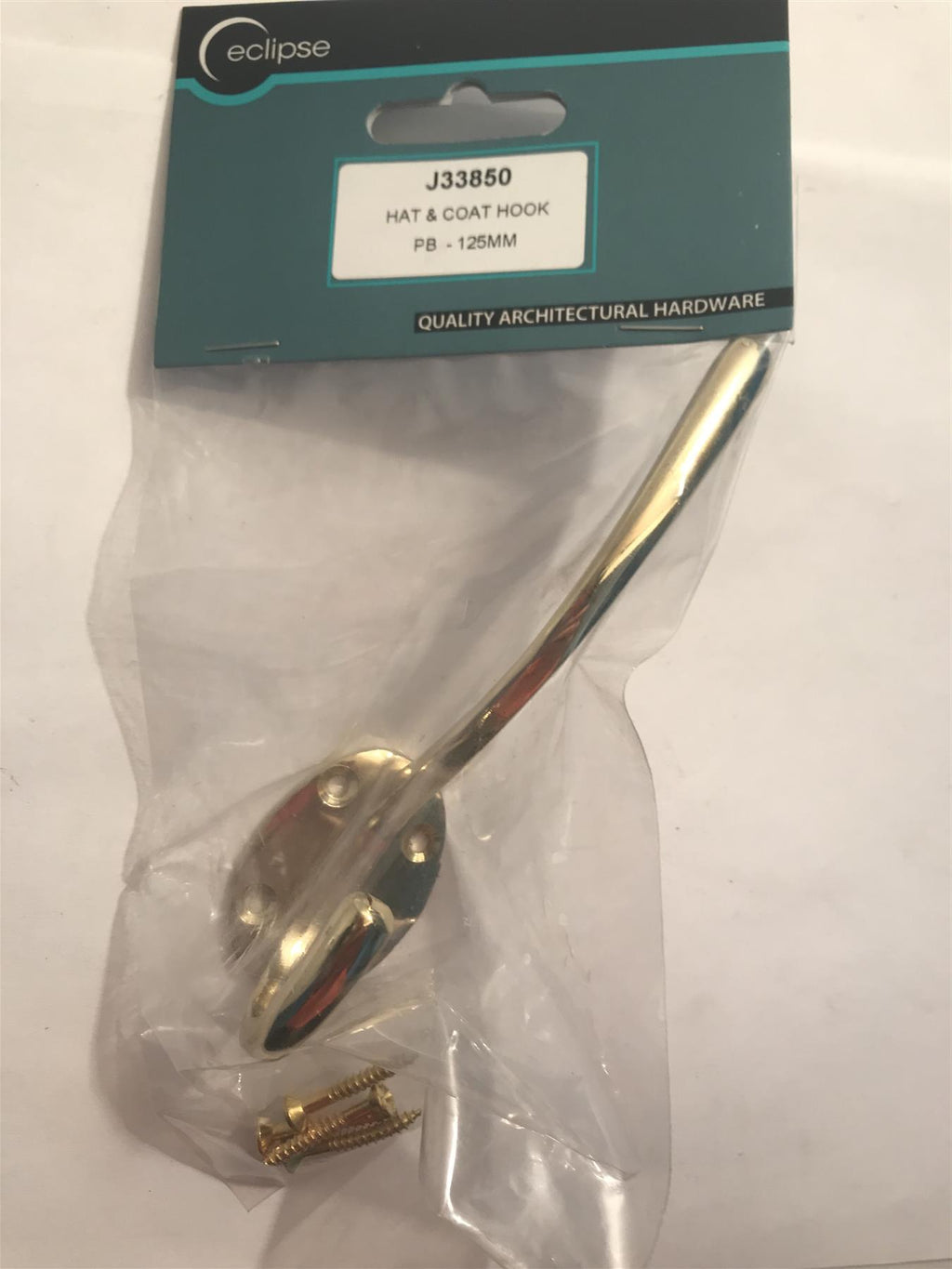 Eclipse Hat & Coat Hook Polished Brass 125mm  J33850