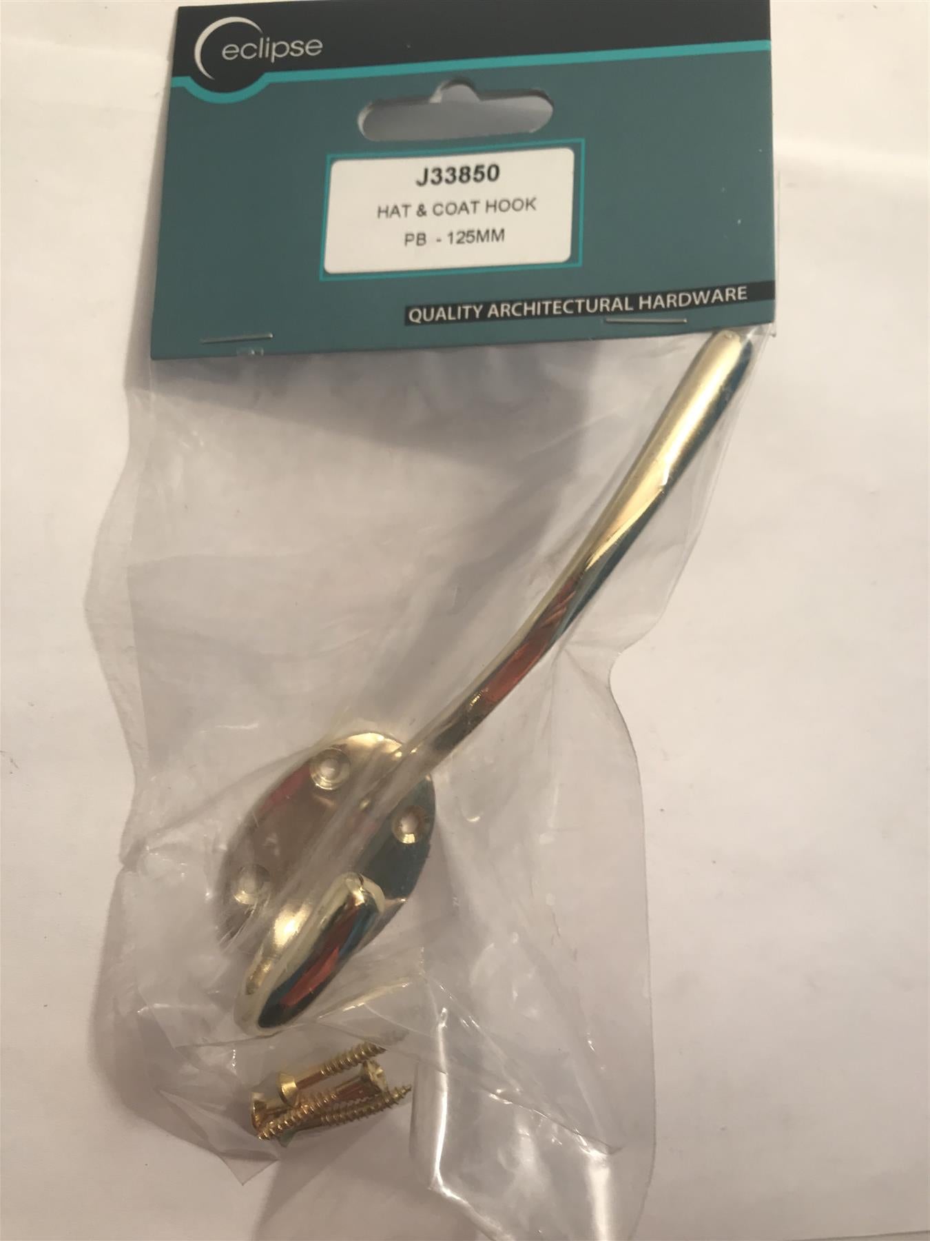 Eclipse Hat & Coat Hook Polished Brass 125mm  J33850