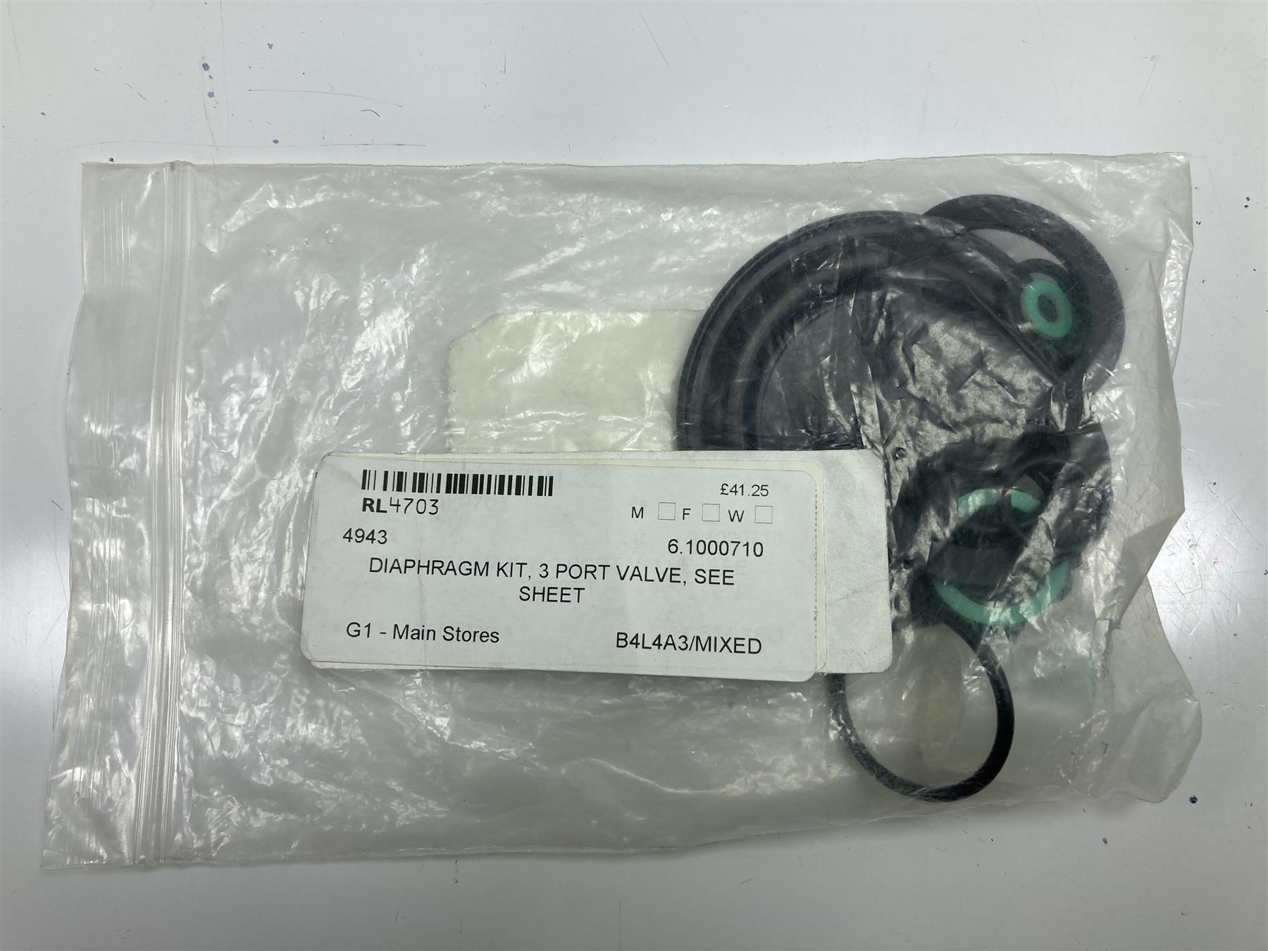 DIAPHRAGM KIT, 3 PORT VALVE, SEAL SHEET