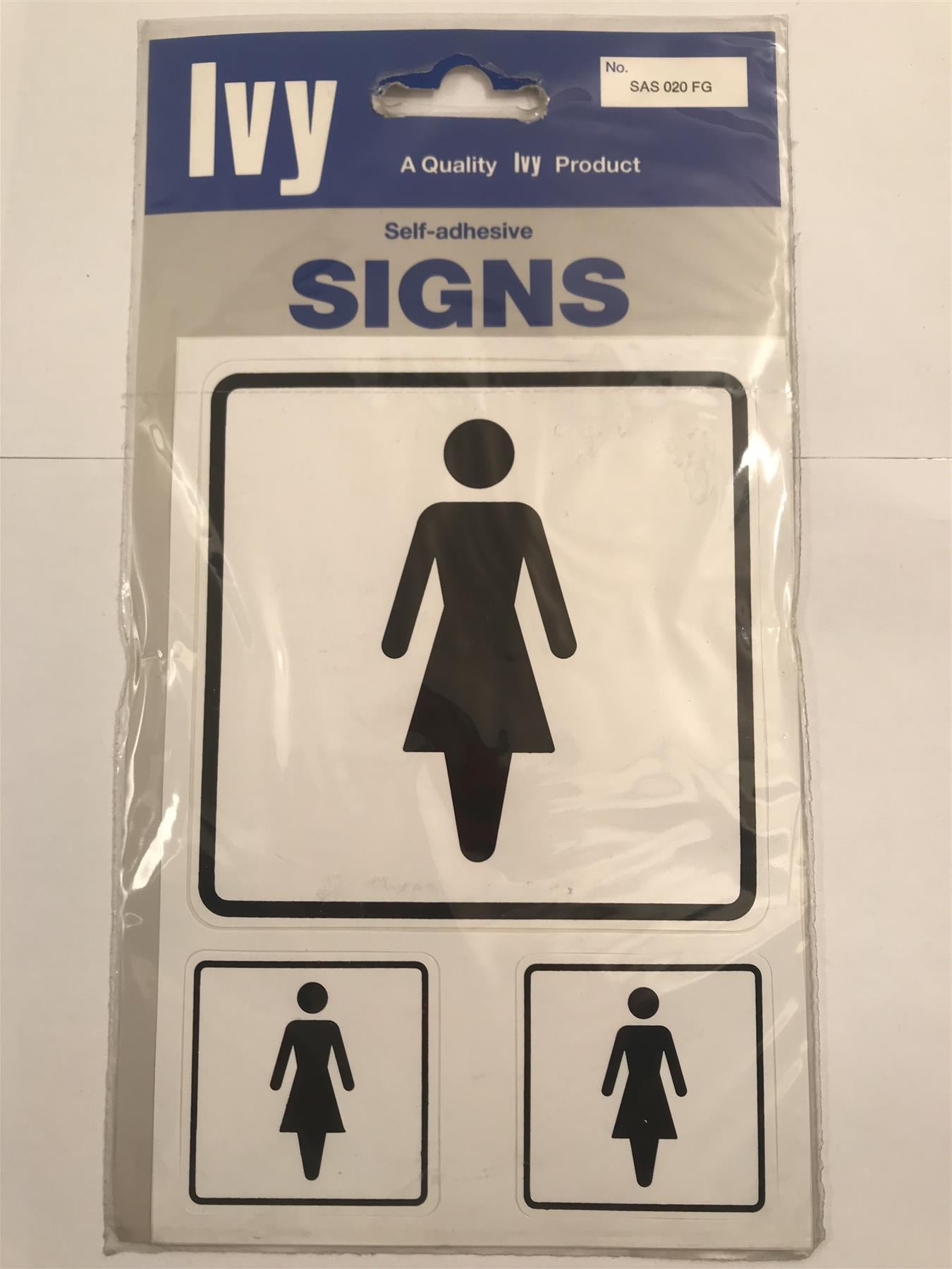 Ivy Ladies Self Adhesive WC Sign  (set of 3 Stickers)  SAS 020 FG