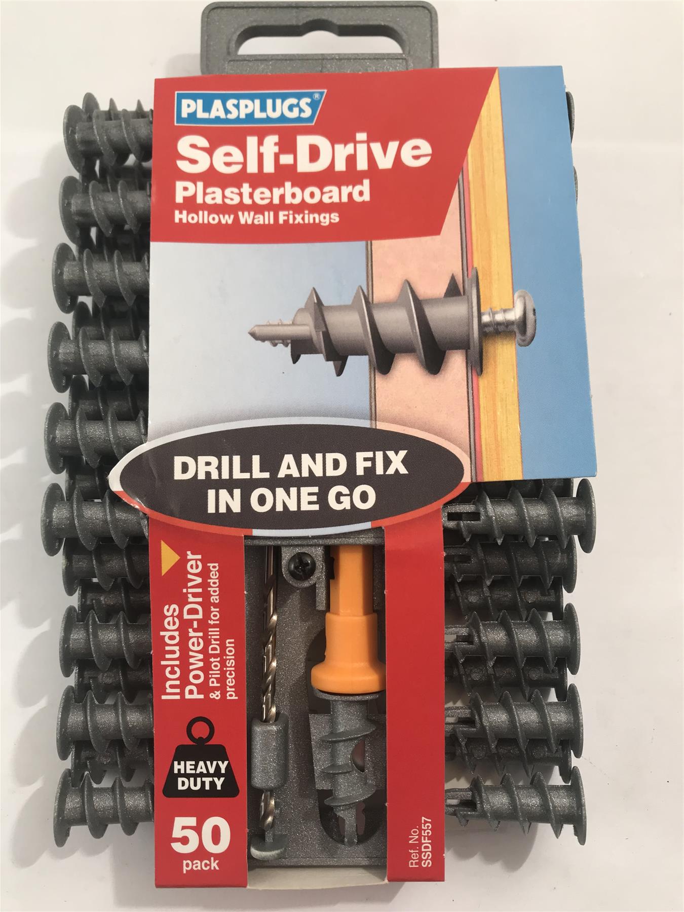Plasterboard Hollow Wall Fixings Includes Power-Driver & Pilot Drill SSDF557