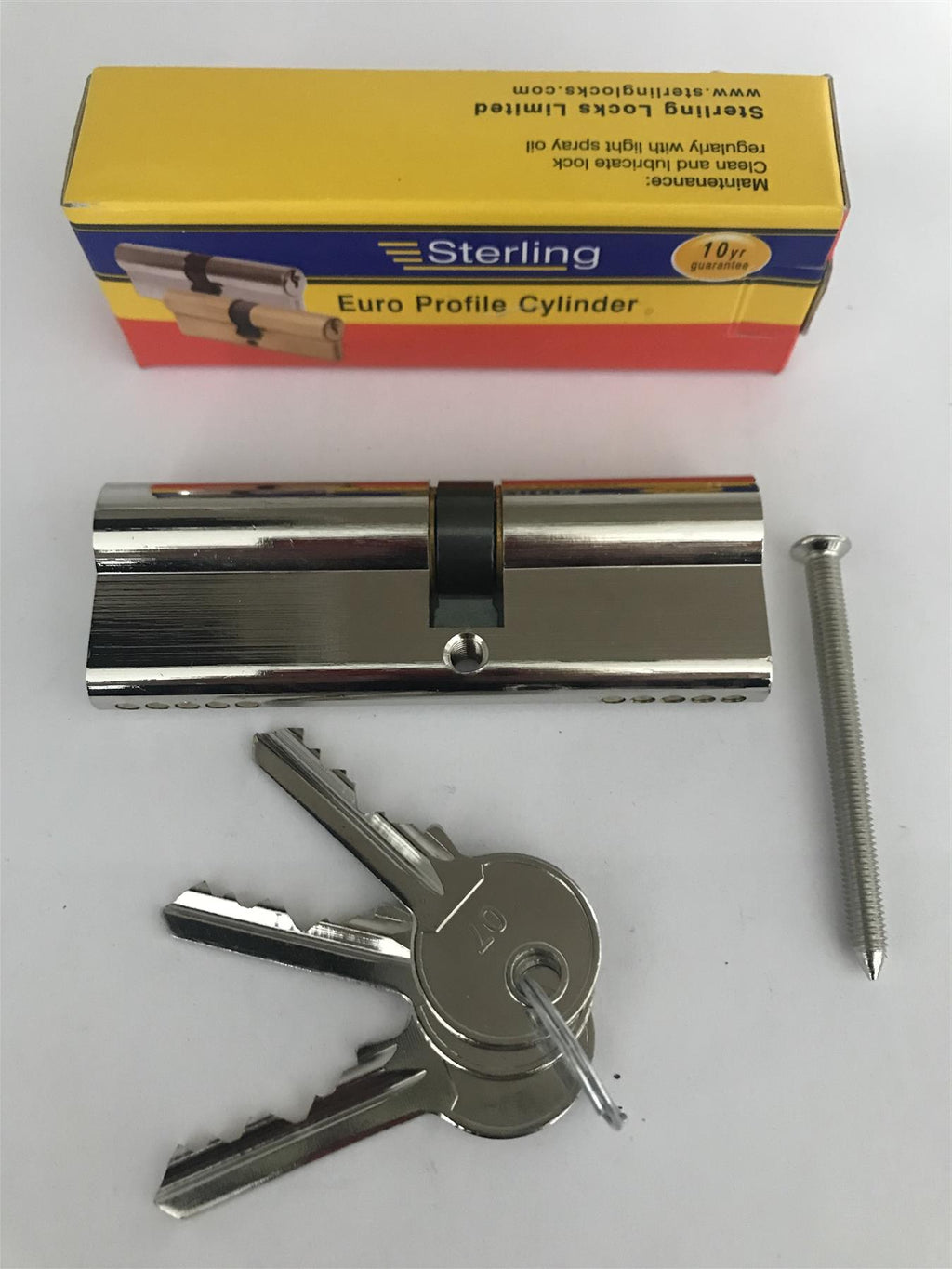Sterling EPN4050 Double Euro 5 Pin Cylinder 90mm (40x50), Polished Nickel