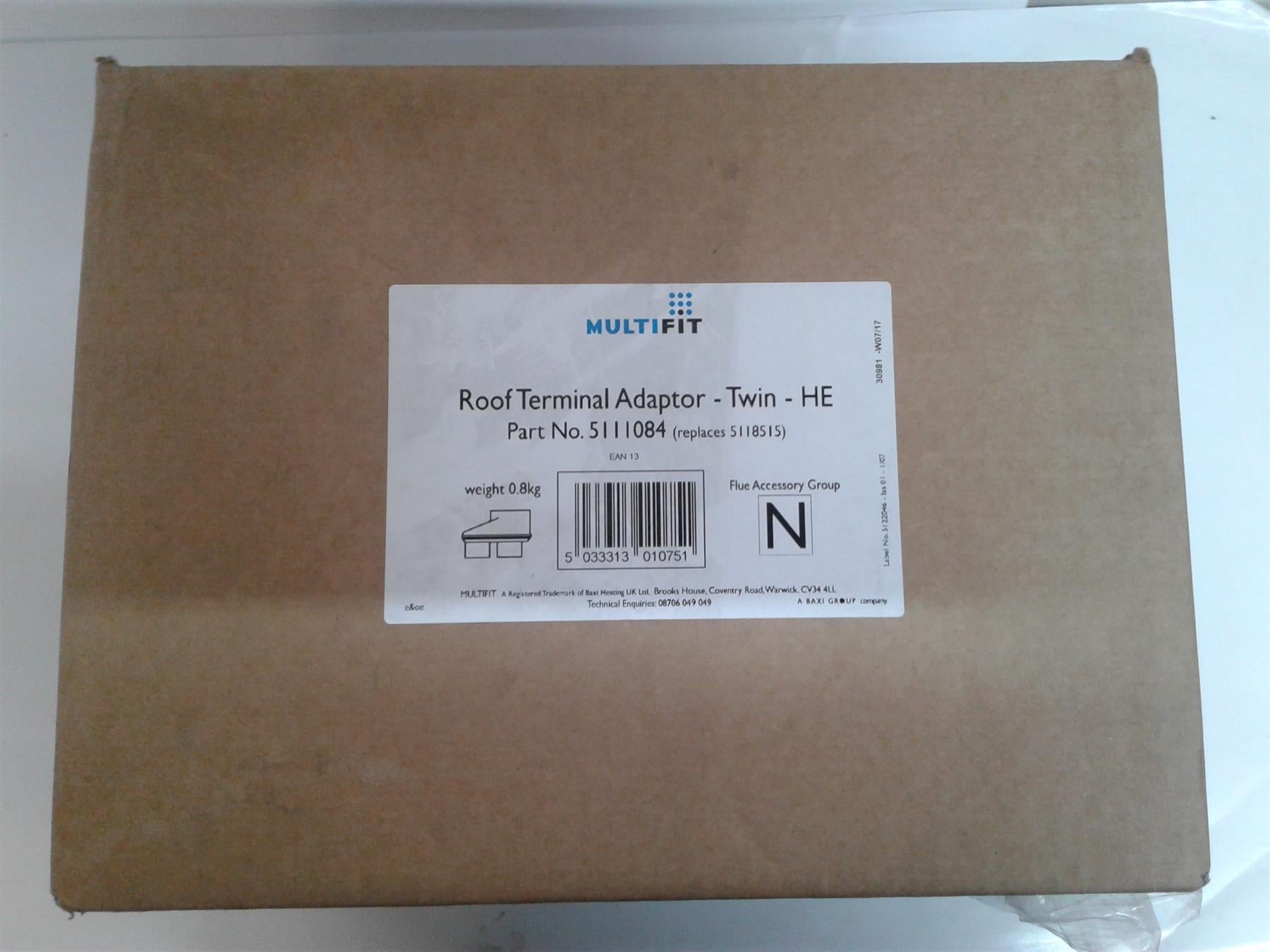 Baxi Multifit Group N Vertical Flue Adaptor - 5111084