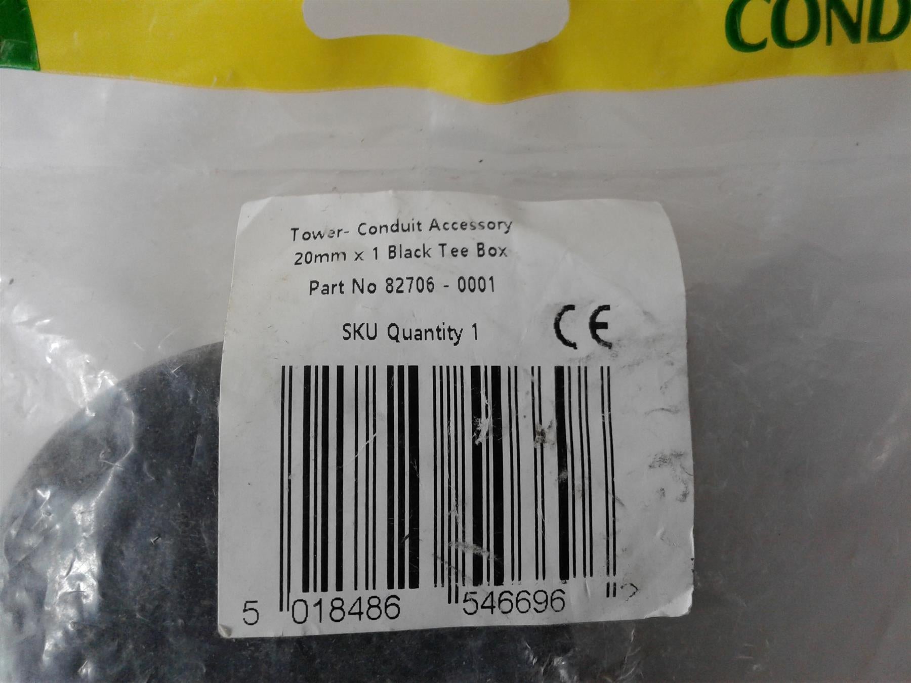 NEW Tower 20mm 3 Way Tee Box Black Round Conduit 82706-0001