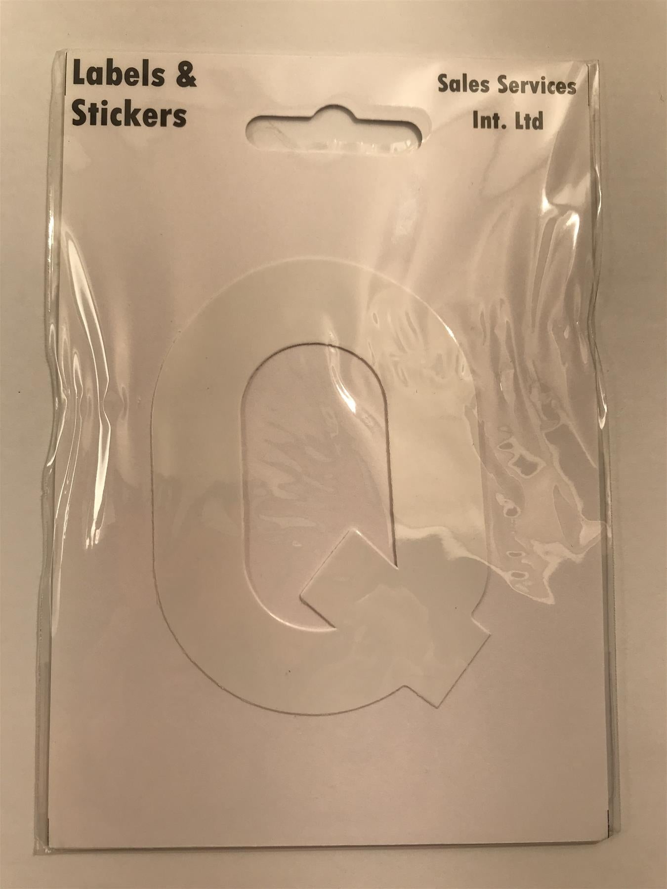 White Letter Q Self  Adhesive Waterproof Sticker 8 x 6cm