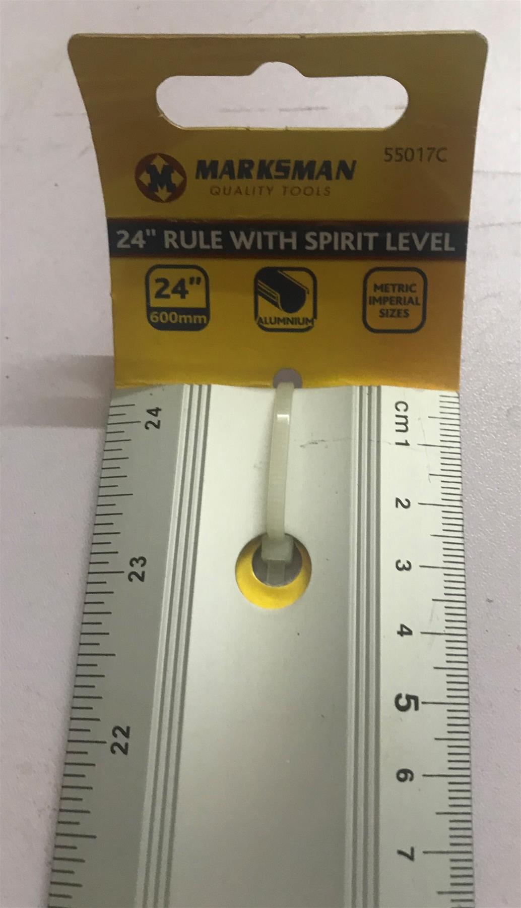 Marksman 24" 600mm Aluminium Rule with Two Spirit Levels and Handle 55017C