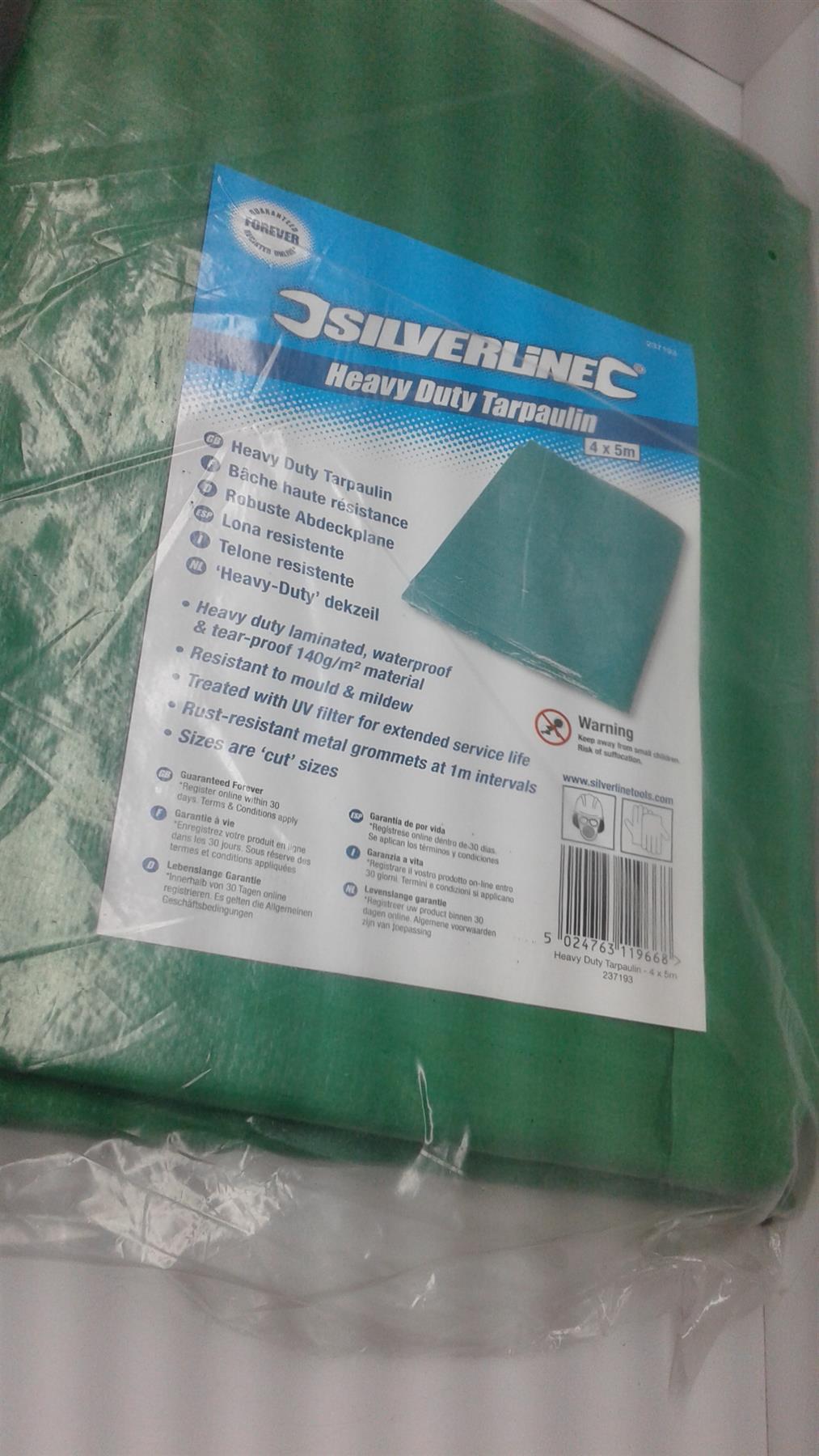 Silverline 237193 Heavy Duty Tarpaulin, 4 x 5 m