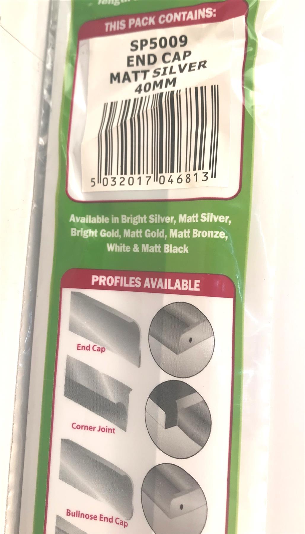 SP5009 kitchen Workshop Joining Strips End Cap Matt Silver 40mm