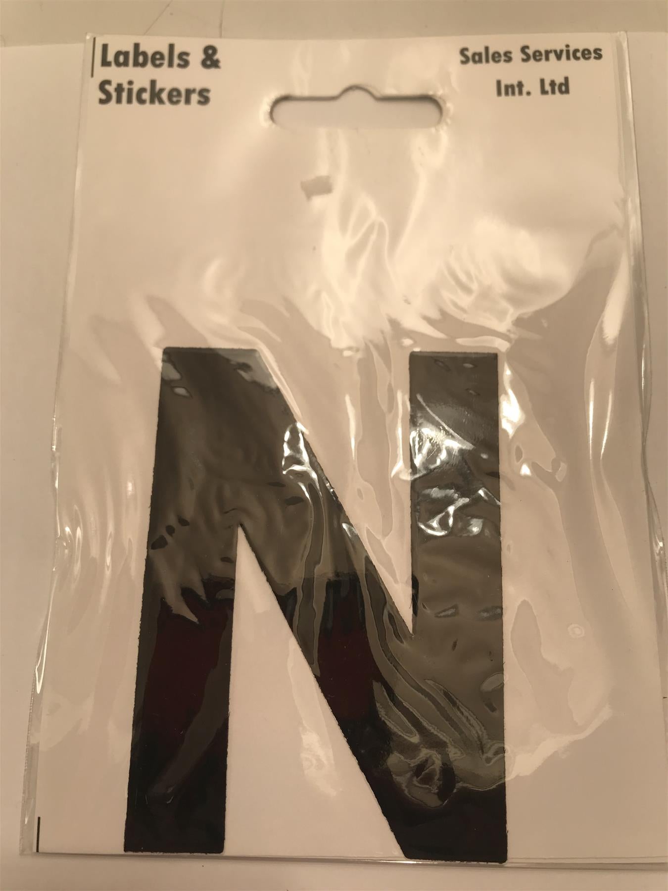 Black Letter N Self Adhesive Waterproof Sticker 8 x 6cm