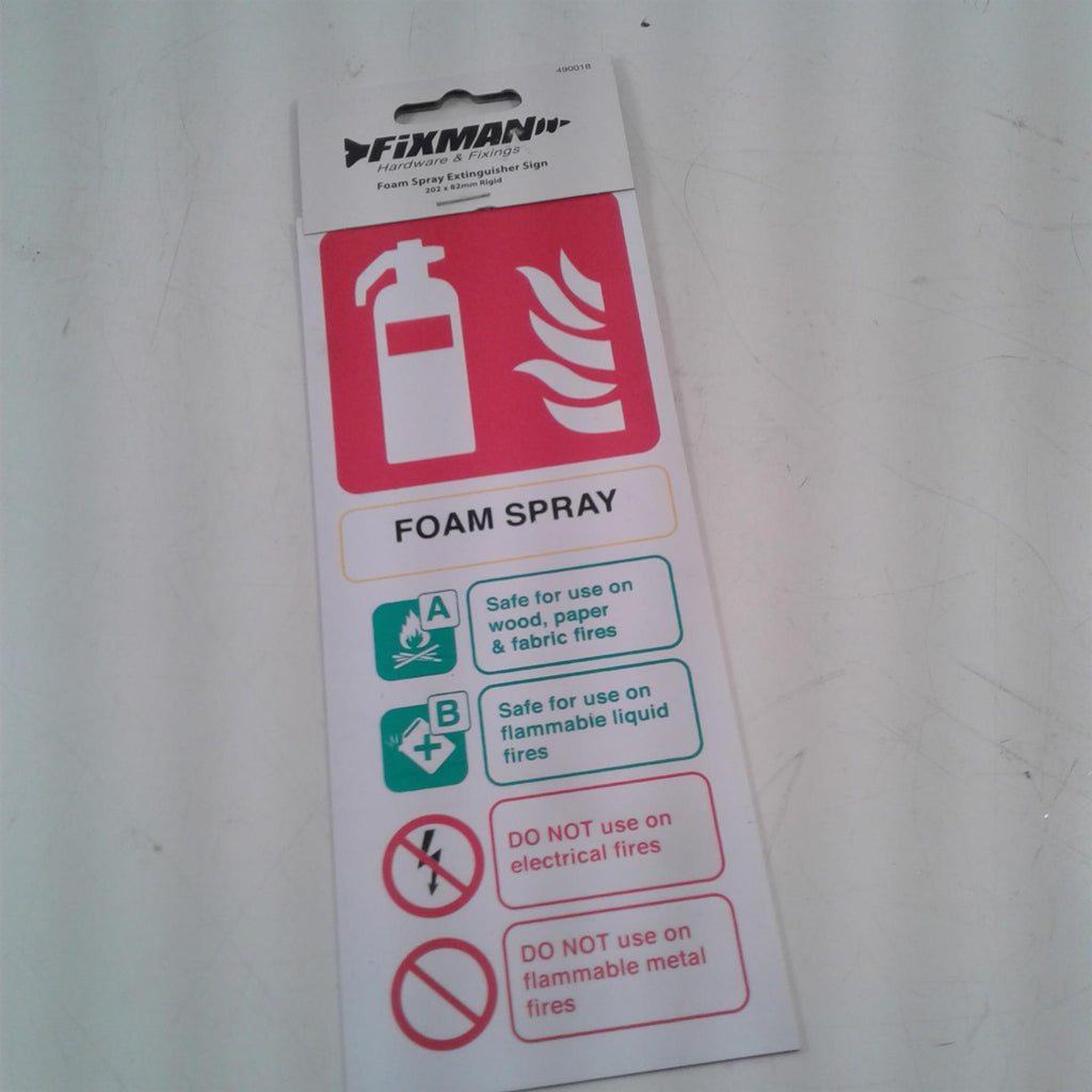 Foam Spray Extinguisher Sign 202 x 82mm Rigid