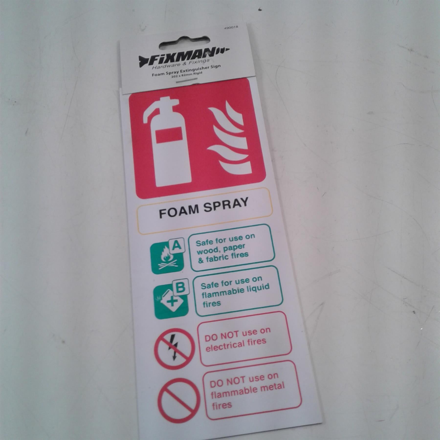 Foam Spray Extinguisher Sign 202 x 82mm Rigid