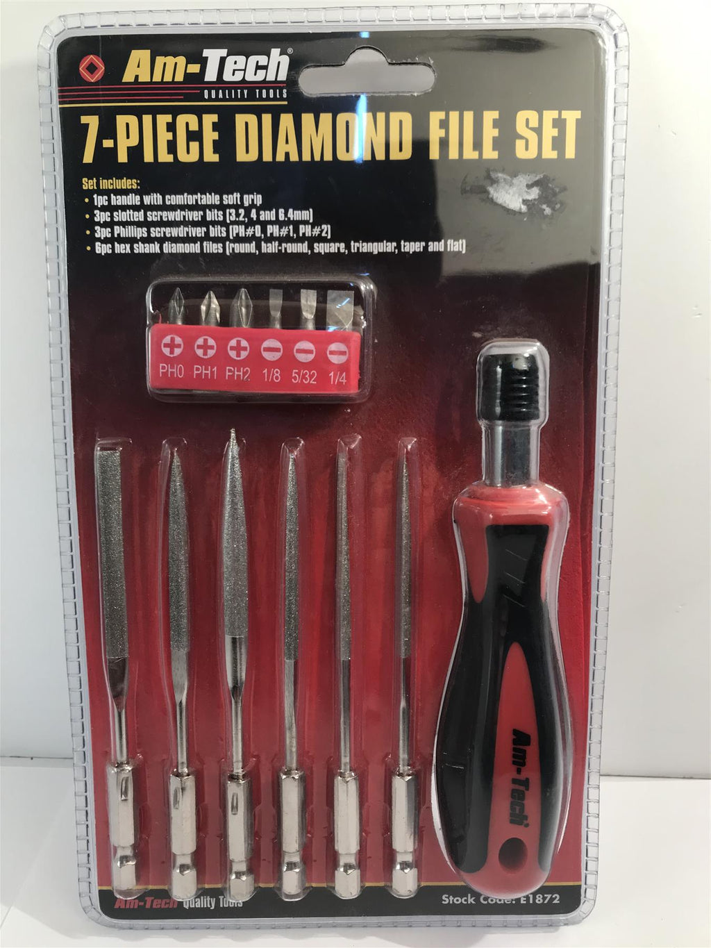 Amtech E1872 Diamond File Set with Interchangeable Soft Grip Handle