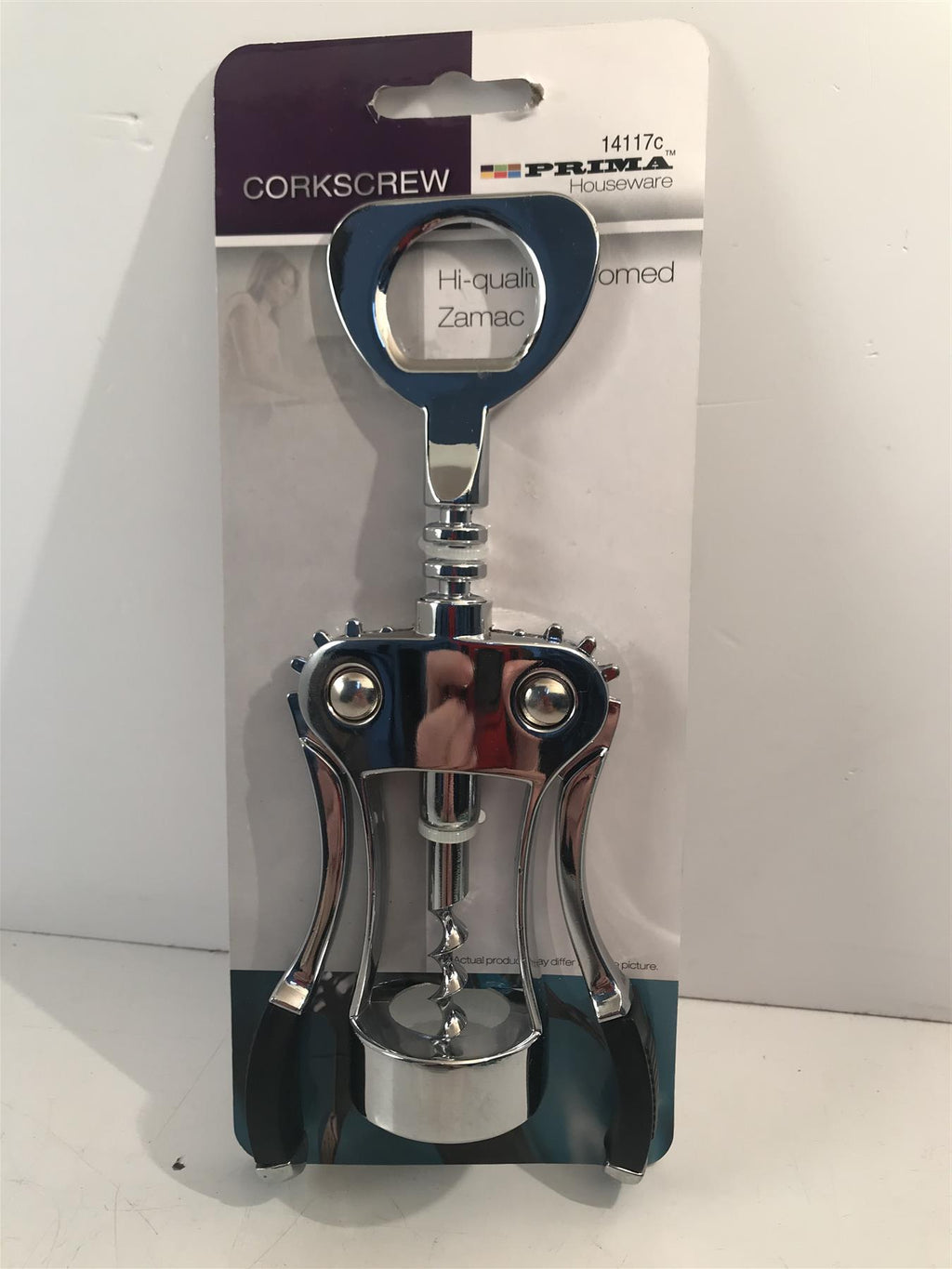 Prima Corkscrew with Gripped Handle - Hi-quality Chrome 14117c