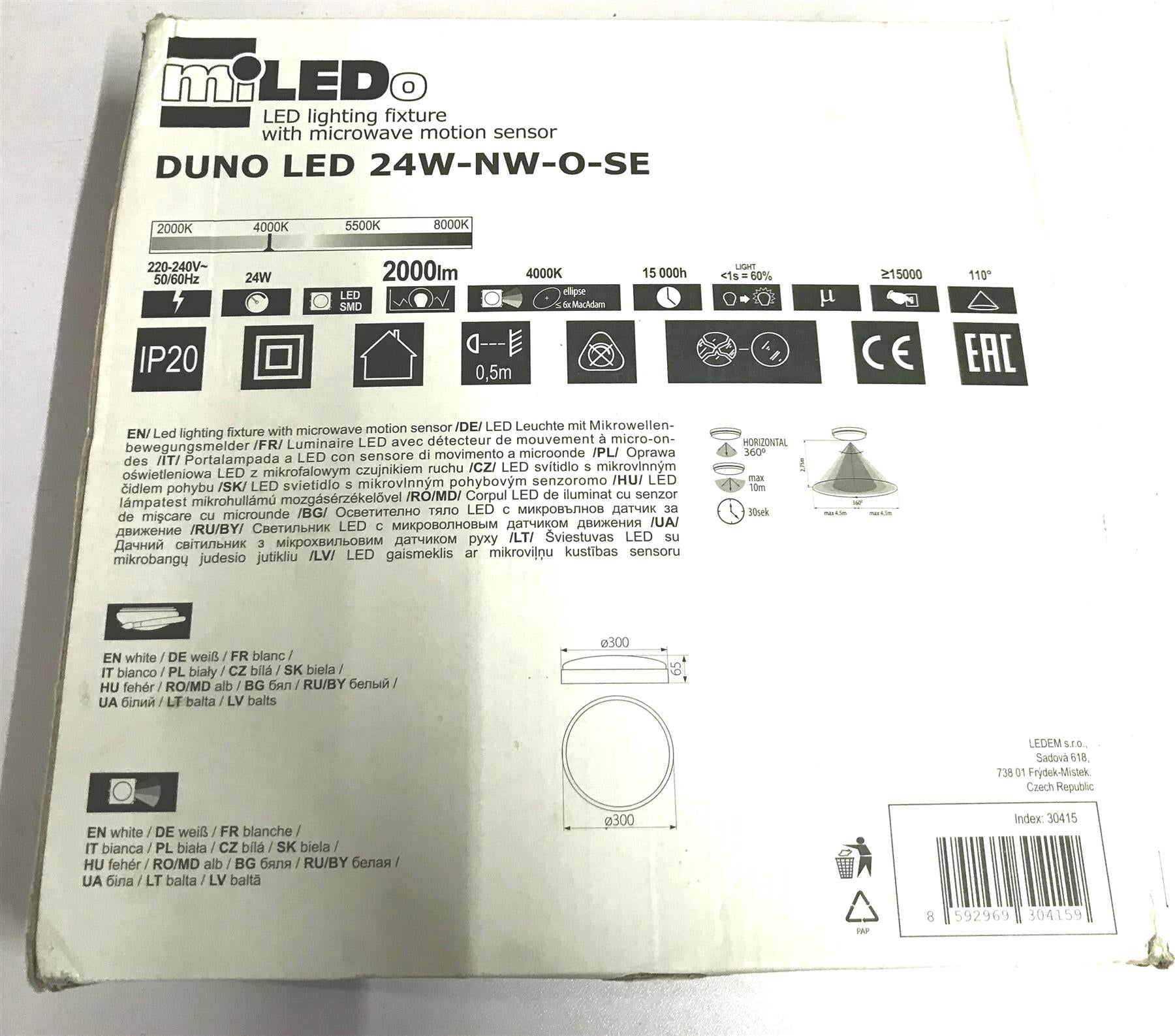 KANLUX DUNO LED 24W-NW-O-SE LED lighting fixture with a motion sensor 24W 2000lm