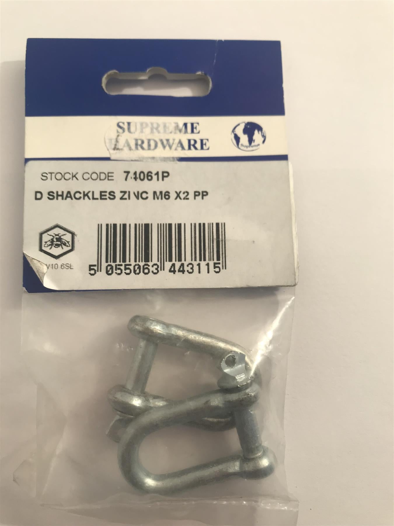 Supreme Hardware Zinc D Shackles M6 PP (2 Pk) 74061P