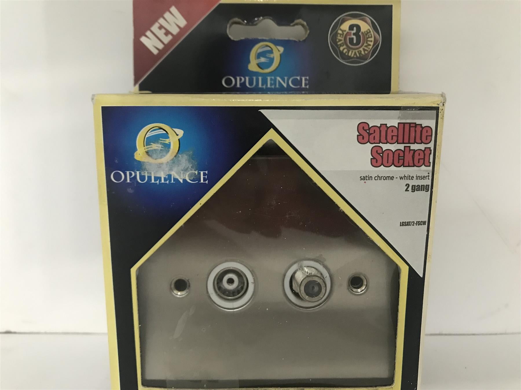 Opulence TV/Satellite Socket 2 Gang White insert Satin Chrome  LGSAT/2-FSCW