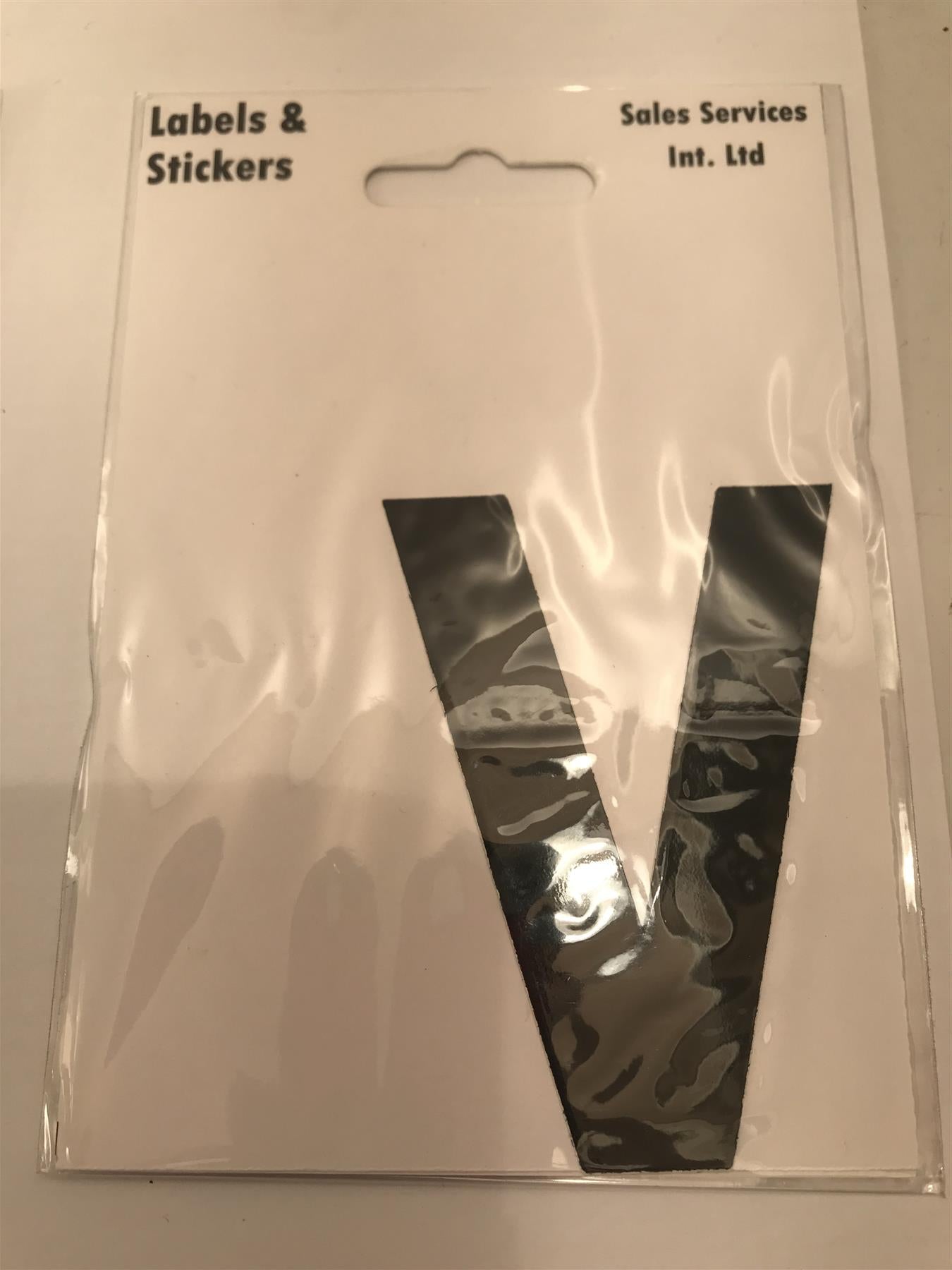 Black Letter V Self Adhesive Waterproof Sticker 8 x 6cm