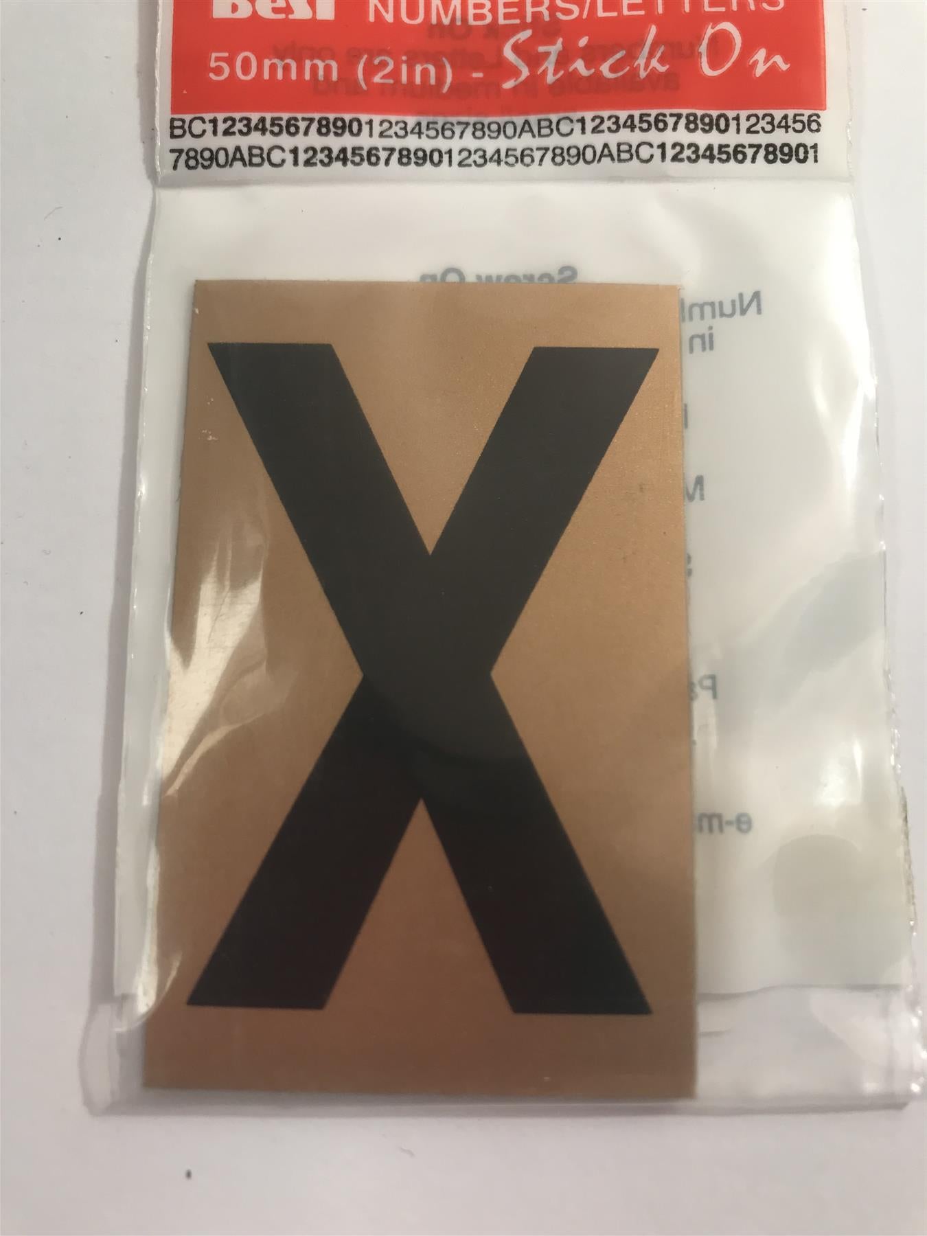 Best Gold/Black Letter X Self Adhesive 1" x 2"