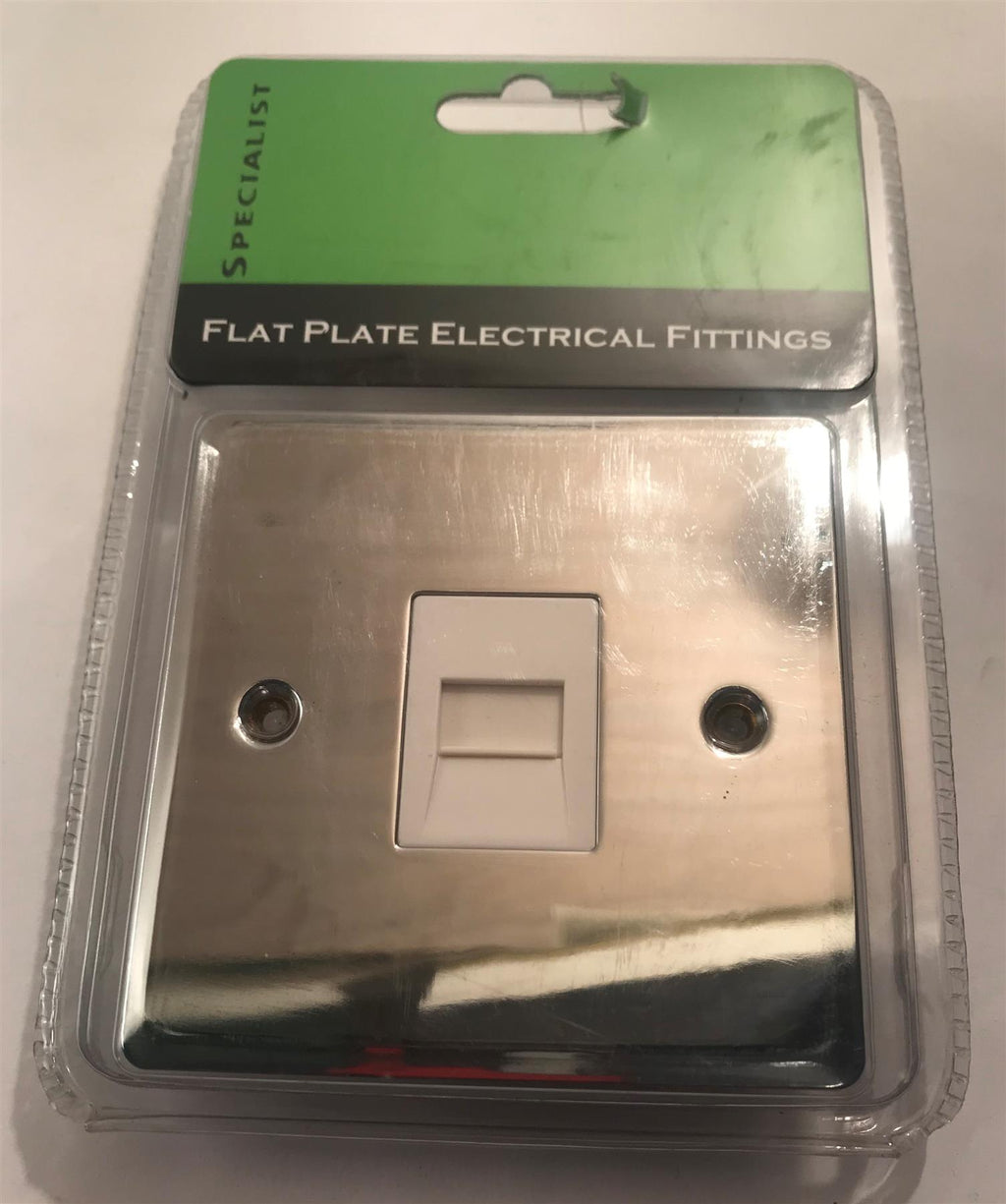 Specialist 1 Gang Phone Socket Master Bright Chrome  White Insert SP3024