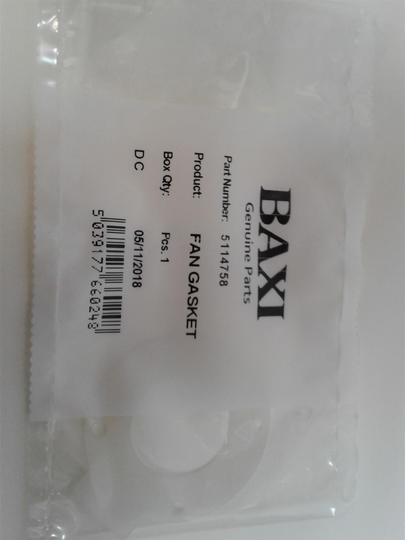 BAXI PLATINUM COMBI 24 28 33 40 HE & HE A BOILER FAN GASKET 5114758