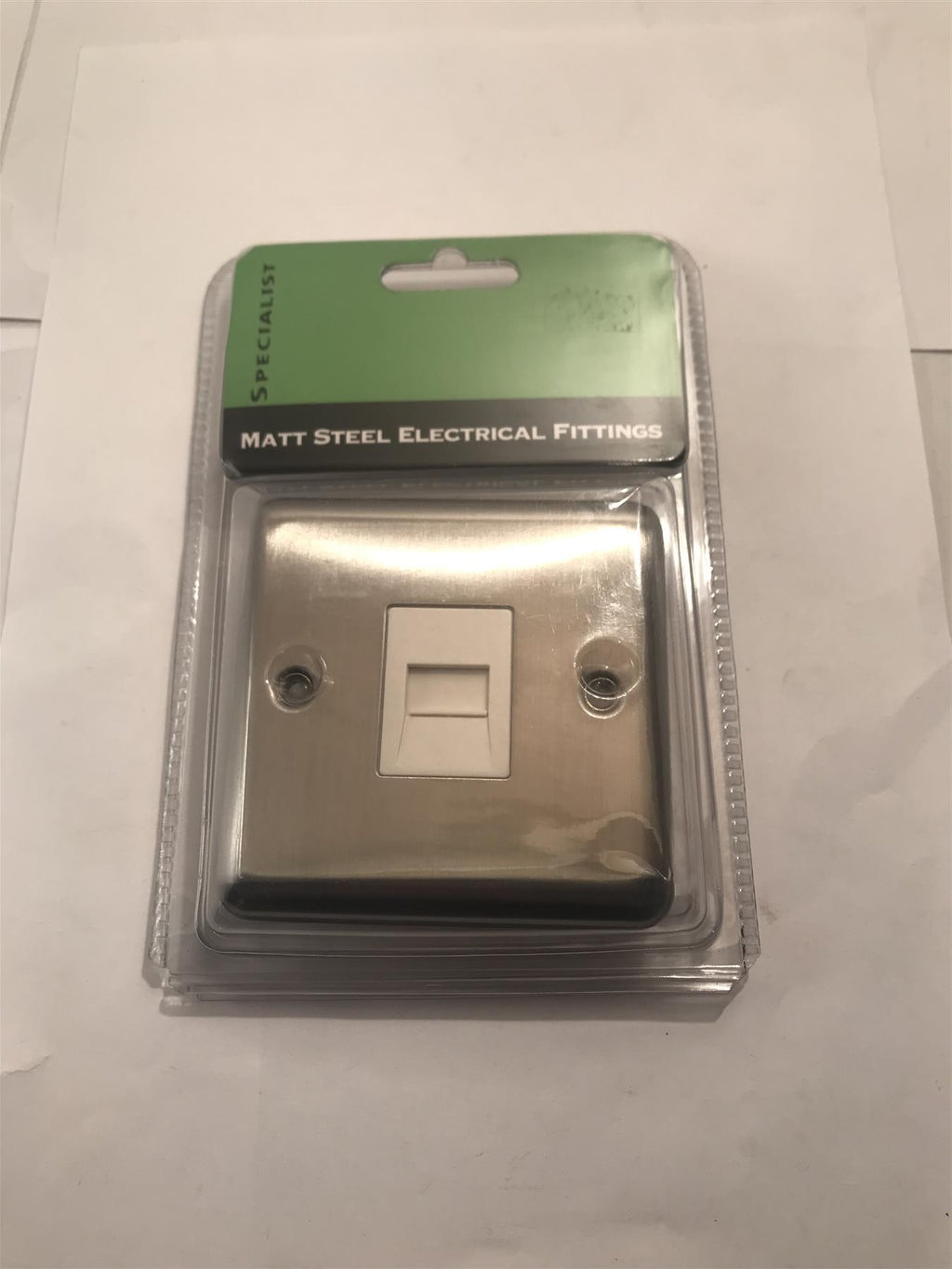 Specialist 1 Gang Phone Socket Slave Satin Chrome White Insert  SEMS28W