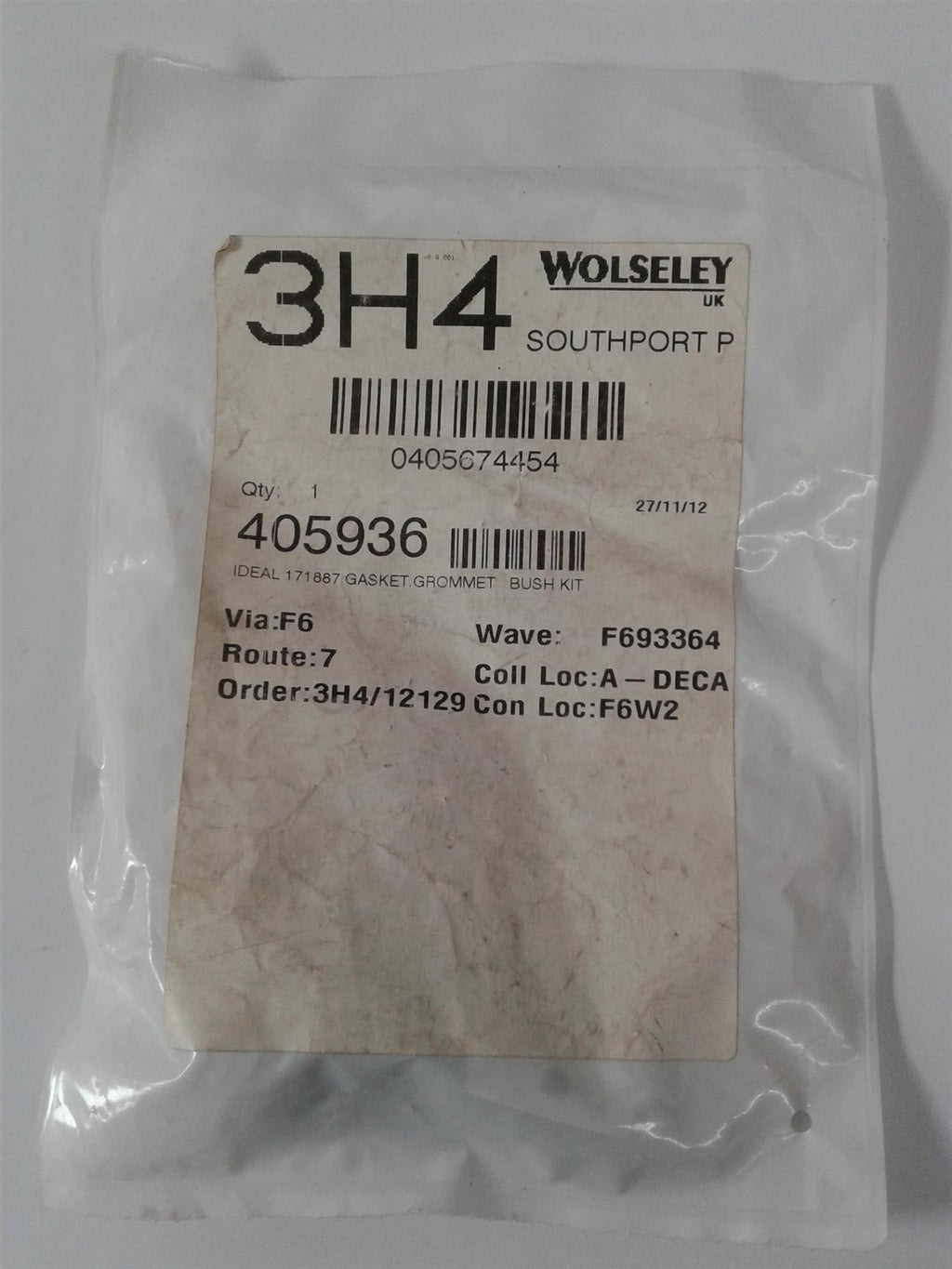 IDEAL GASKET WITH GROMMET AND BUSH KIT 171887