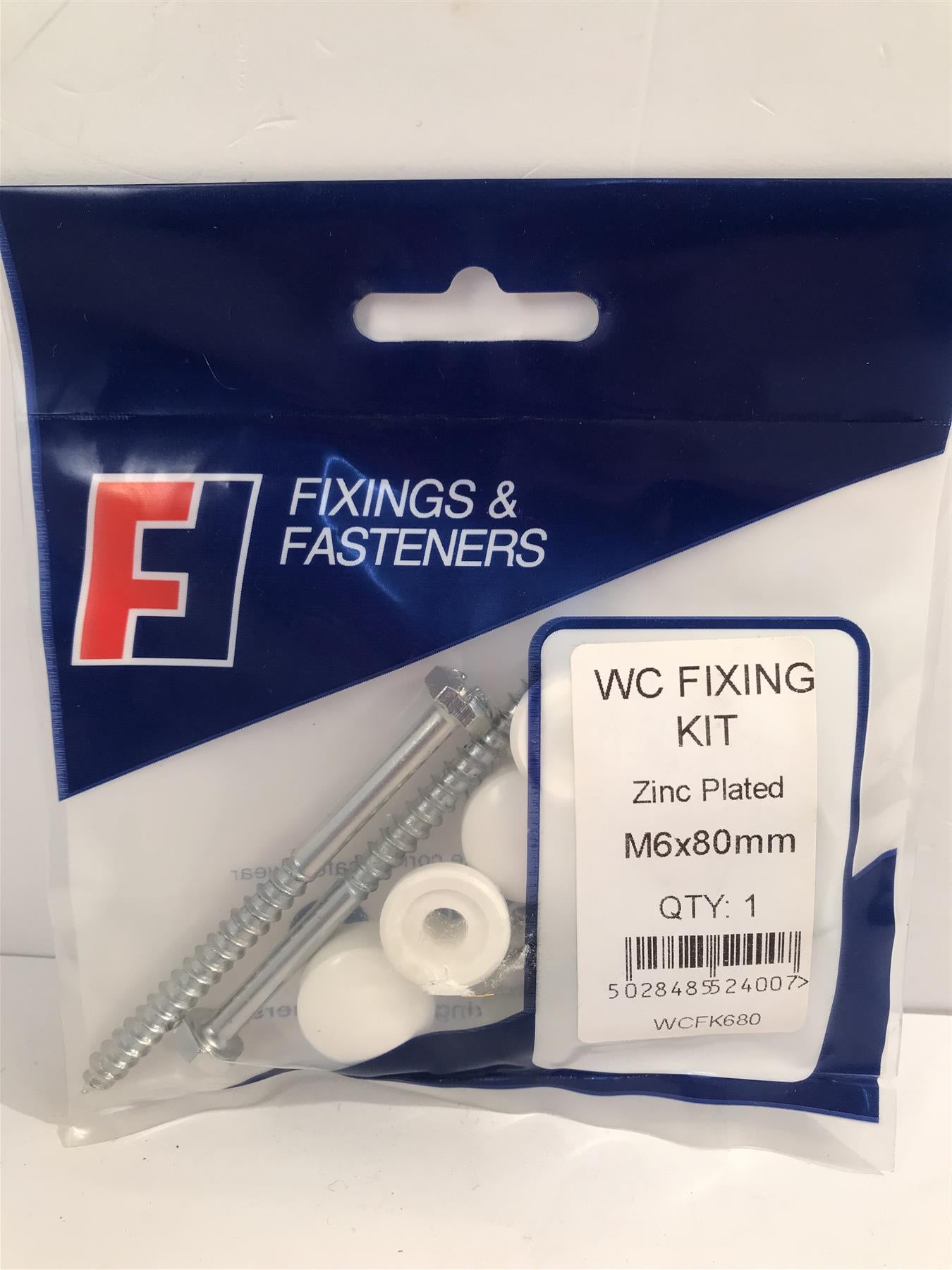 Fixings & Fasteners WC Fixing Kit Zinc Plated M6 x 80mm  WCFK680
