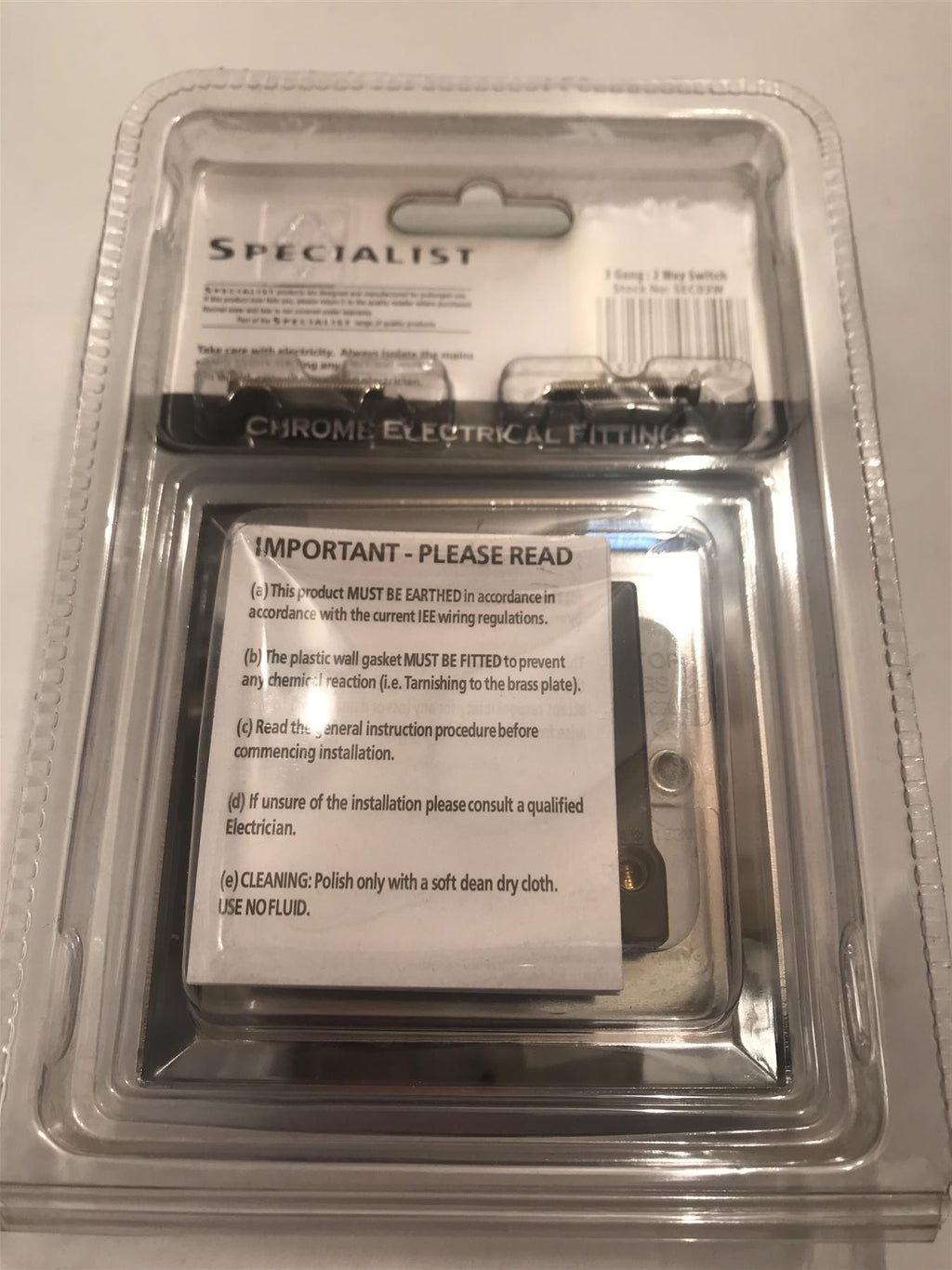 Specialist 3 Gang 2 Way Switch White Insert SEC03W