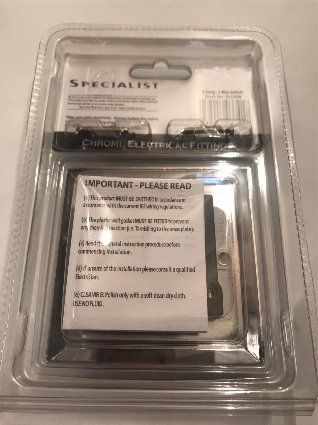 Specialist 3 Gang 2 Way Switch White Insert SEC03W