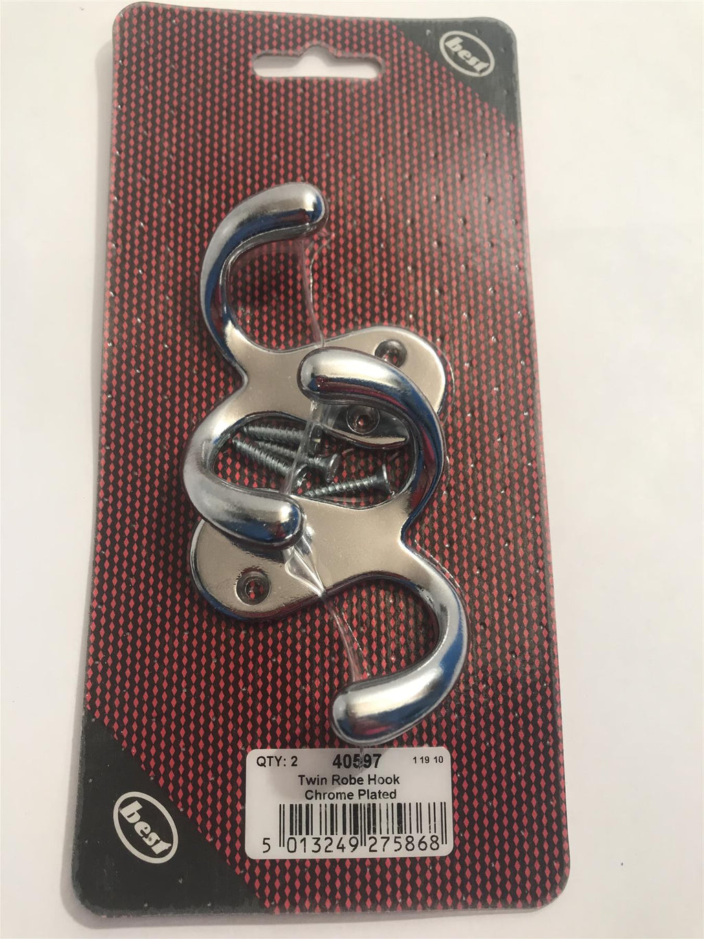 Best Twin Robe Hook Chrome Plated (2 Pack)  40597