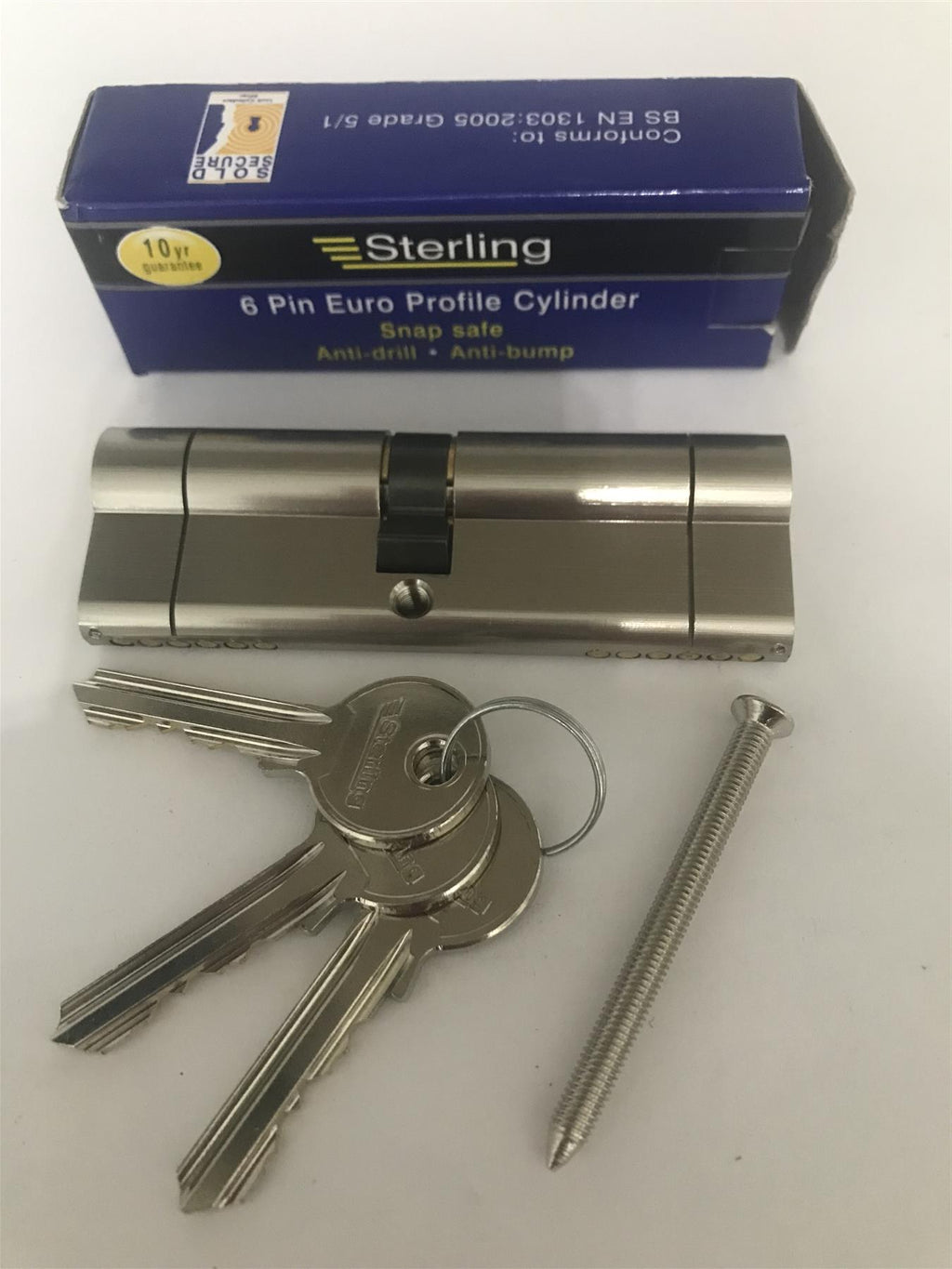 Sterling EPN4550H Euro Profile  6 Pin Cylinder 95mm (45x50), Satin Nickel