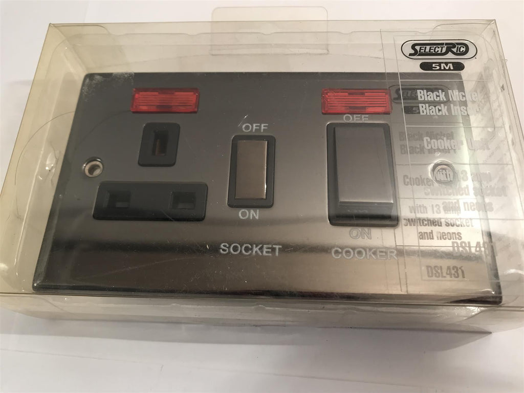Black Nickel Black Insert Cooker Unit 13A Socket  with Neon DSL431