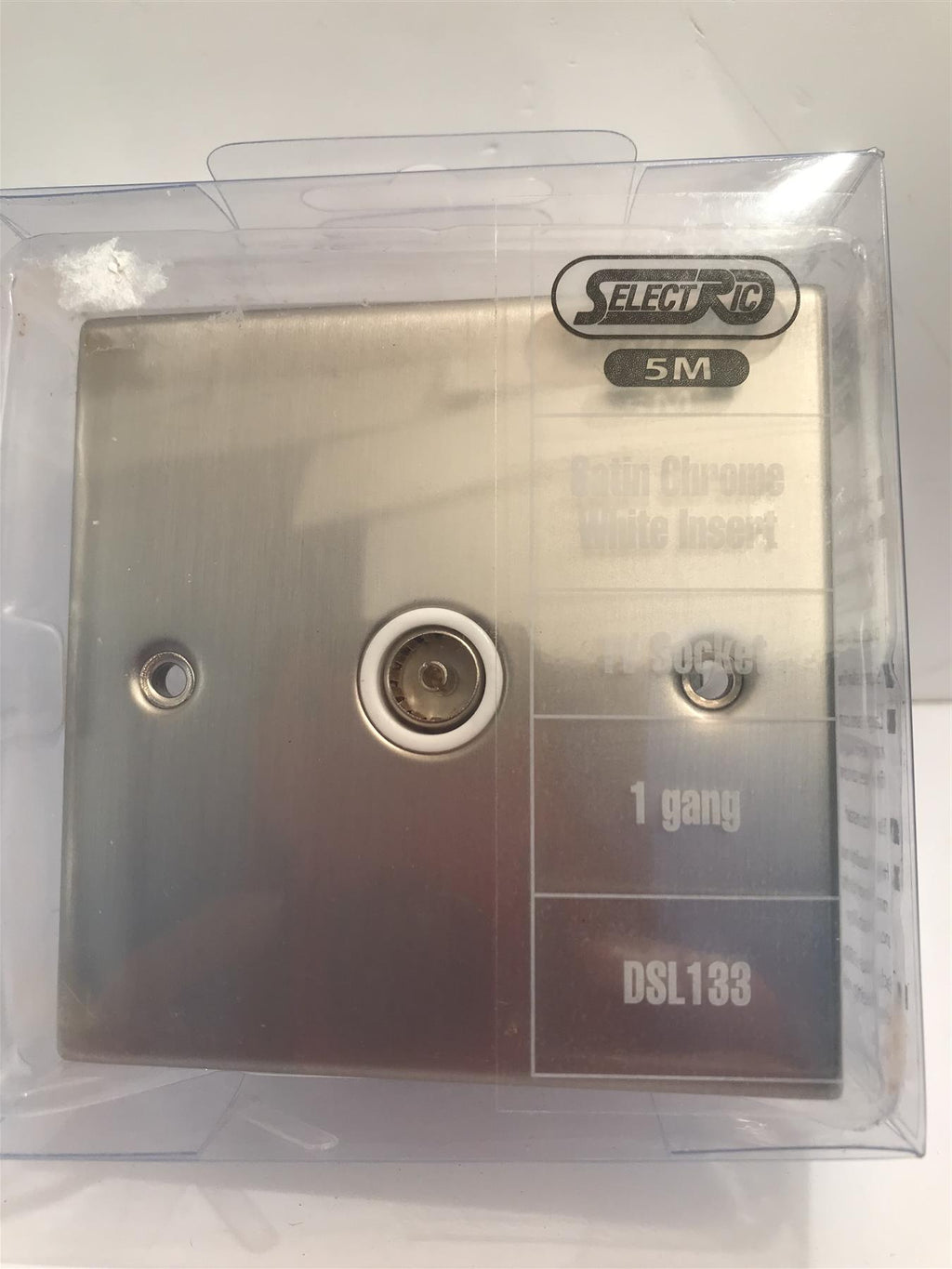 Satin Chrome White Insert TV Socket 1 Gang  DSL133