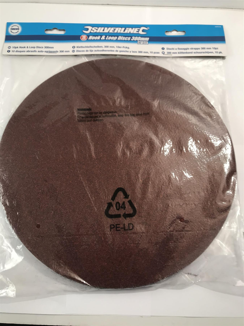 Silverline 298538 Hook and Loop Discs 300 mm 60 Grit - Pack of 10