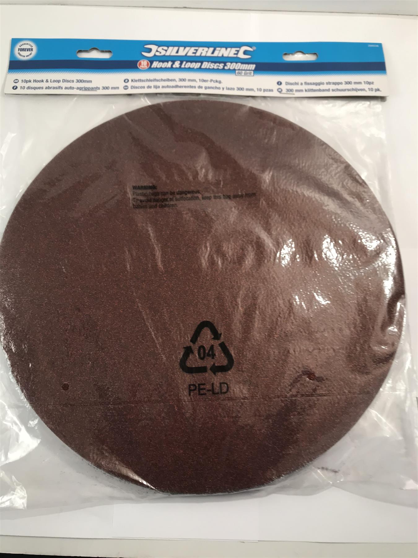 Silverline 298538 Hook and Loop Discs 300 mm 60 Grit - Pack of 10