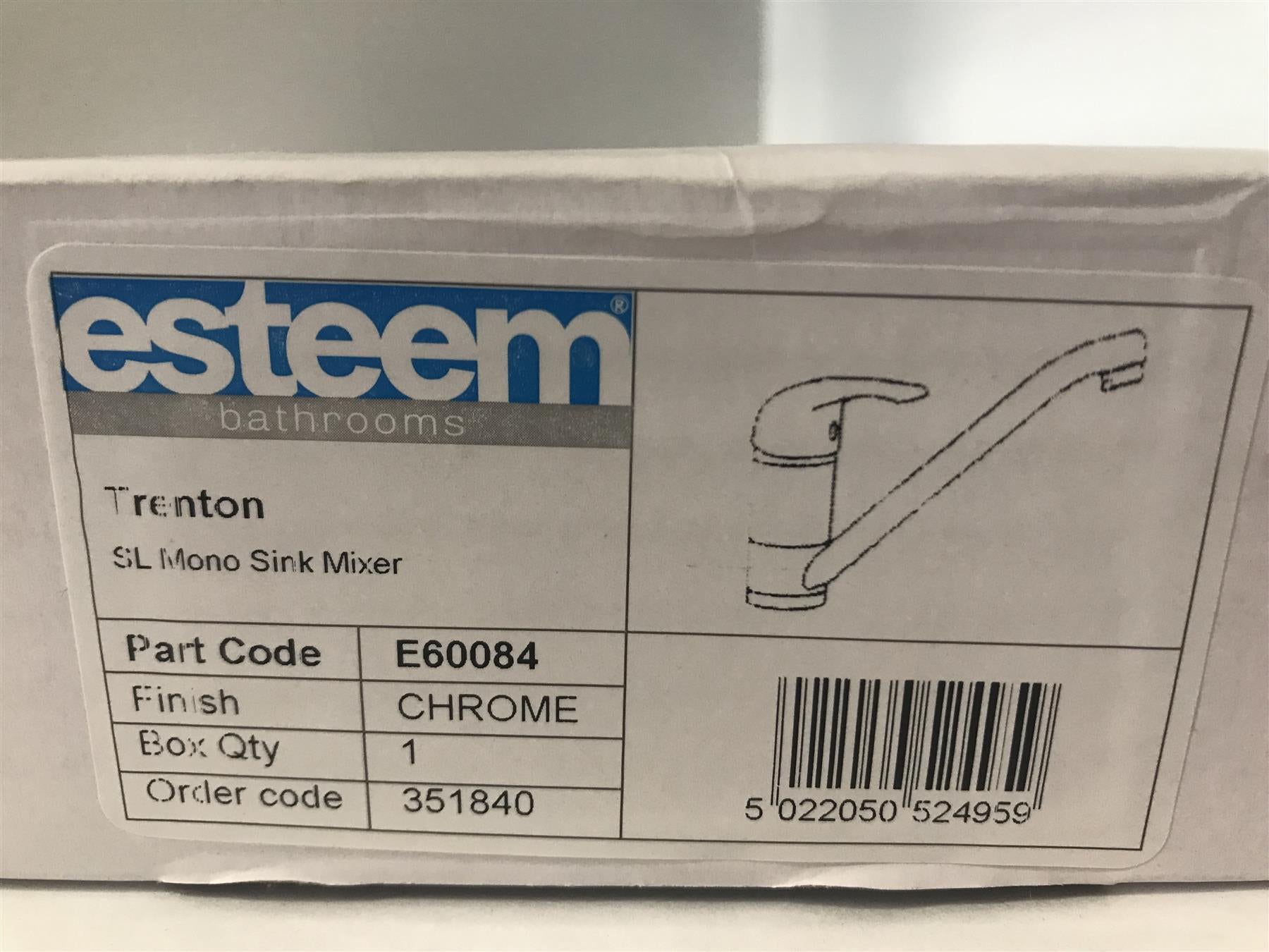 Esteem Trenton Long Neck Swivel Kitchen Lever Mixer Tap SL Mono Sink Mixer