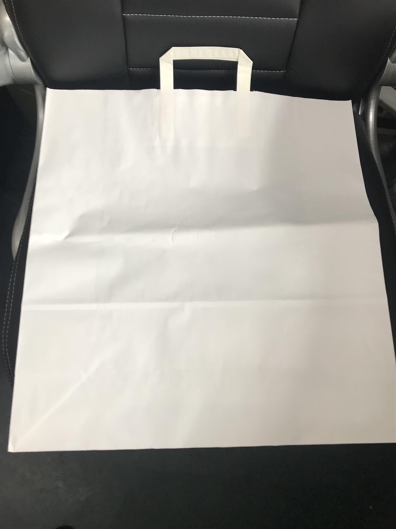 70 x White Paper Takeaway Bags  18.5 x 17.75 x 6.7"
