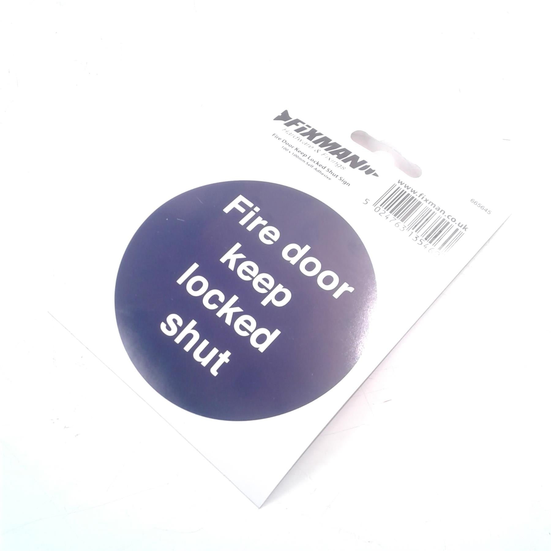 Fire Door Keep Locked Shut Adhesive Sign 100 x 100mm 665645