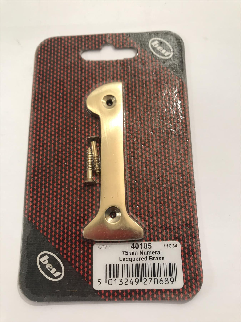 Best 75mm 3" Lacquered Brass No.1  with screws  -   40105