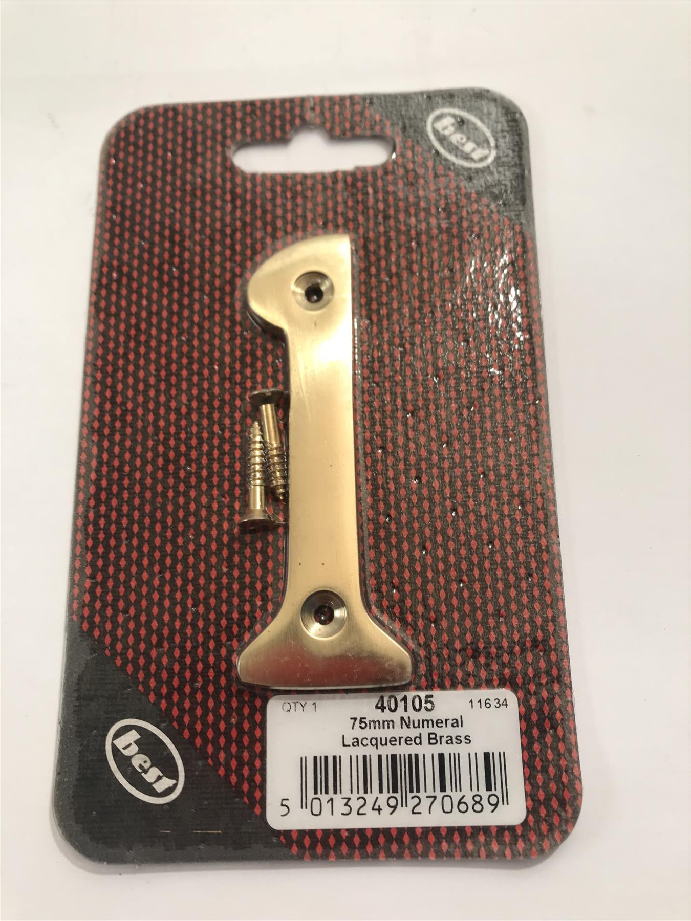Best 75mm 3" Lacquered Brass No.1  with screws  -   40105