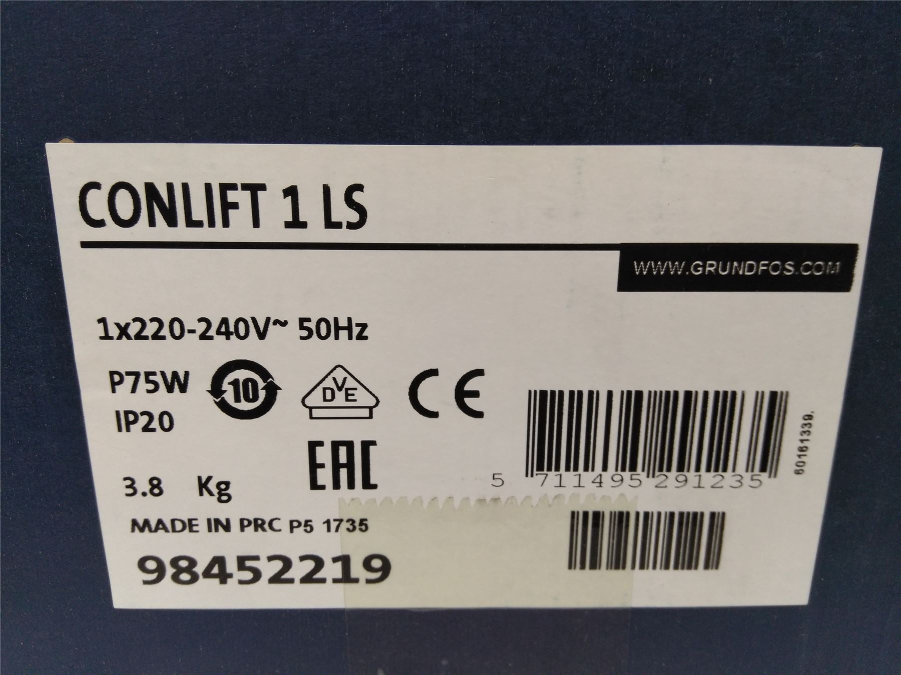 New Grundfos 115843 98452219 Conlift1 LS Condensate Pump