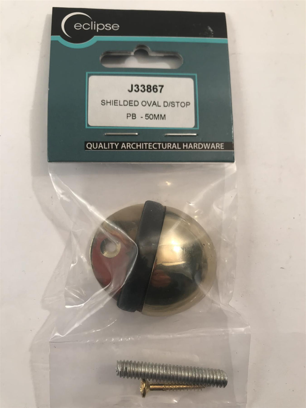 Eclipse Shielded Oval Door Stop Brass 50mm  J33867